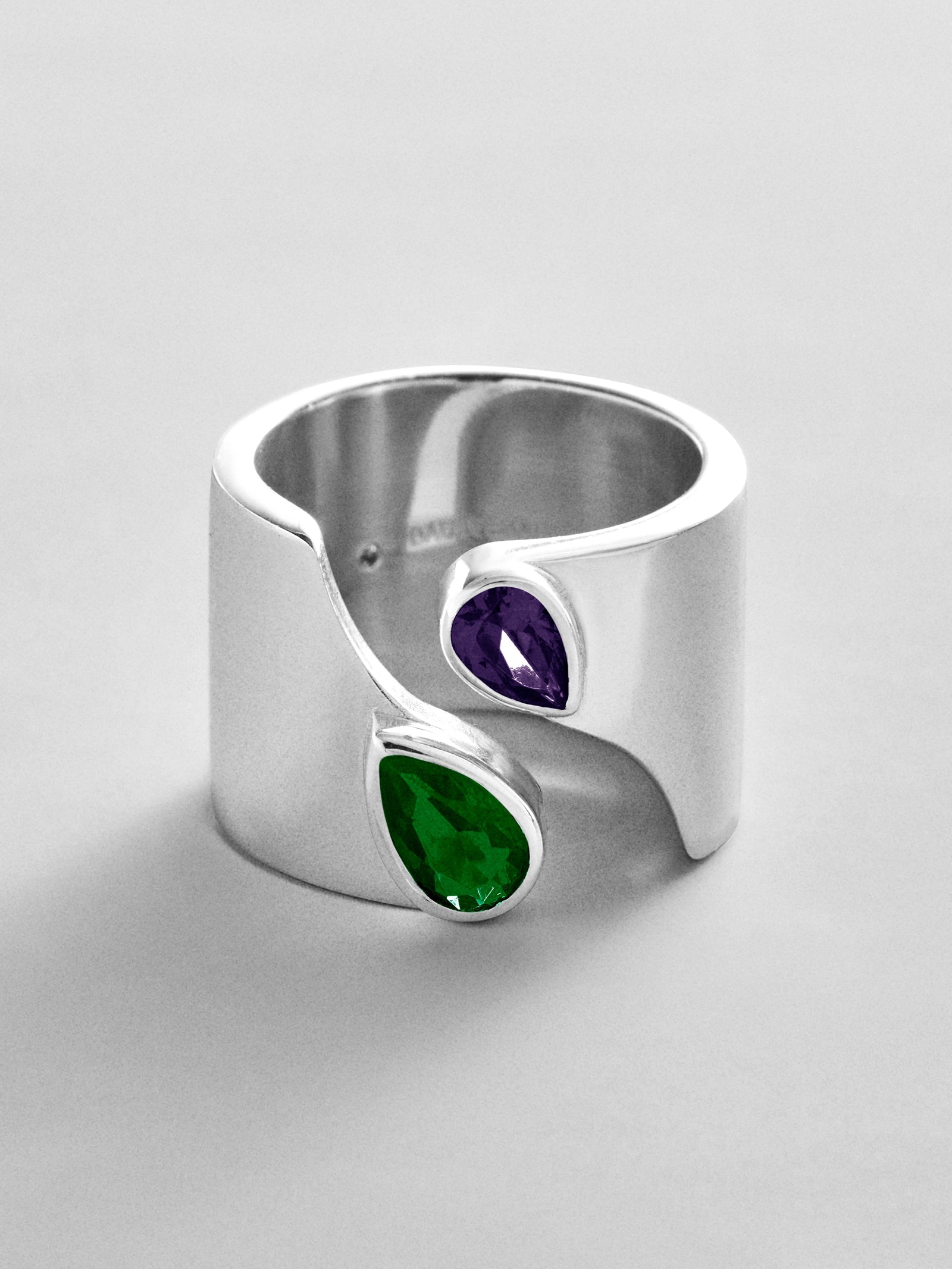 Open Band Custom Birthstone Ring  - Silver