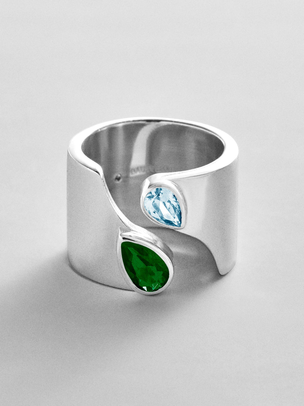 Open Band Custom Birthstone Ring  - Silver