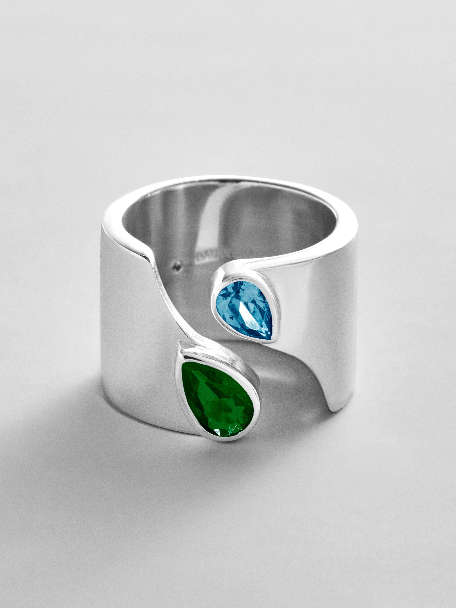 Open Band Custom Birthstone Ring  - Silver