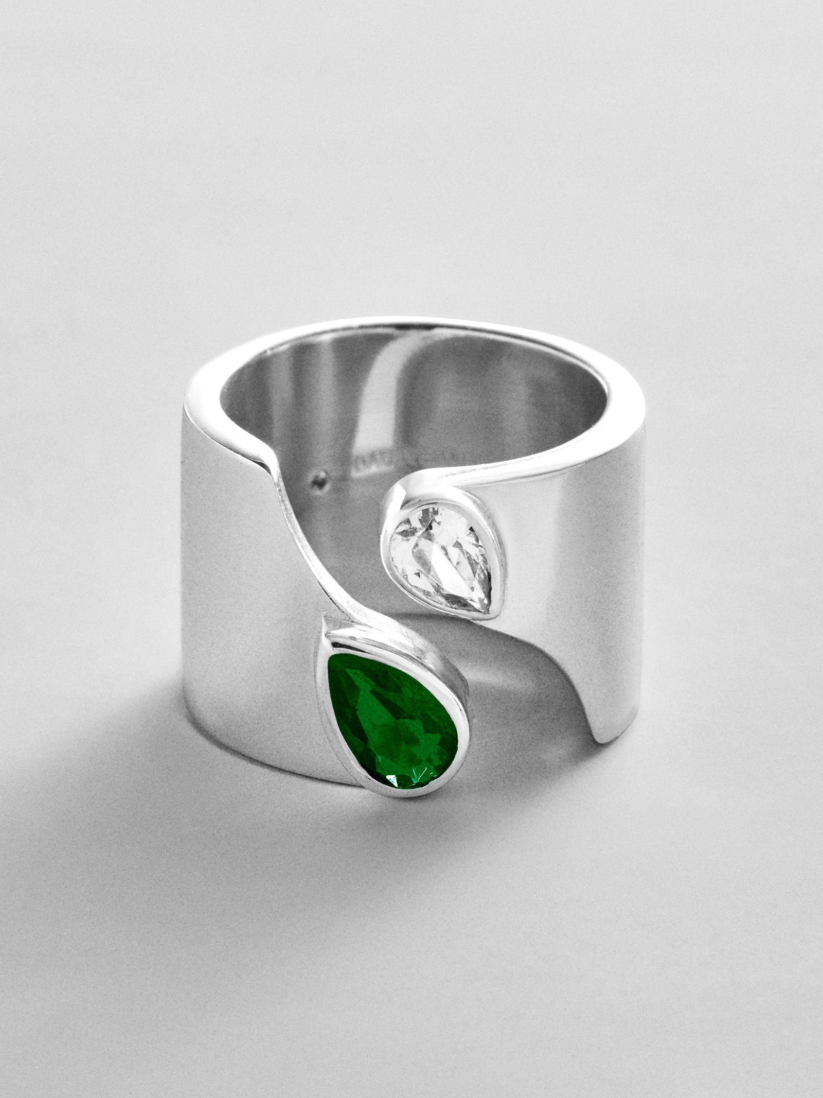 Open Band Custom Birthstone Ring  - Silver