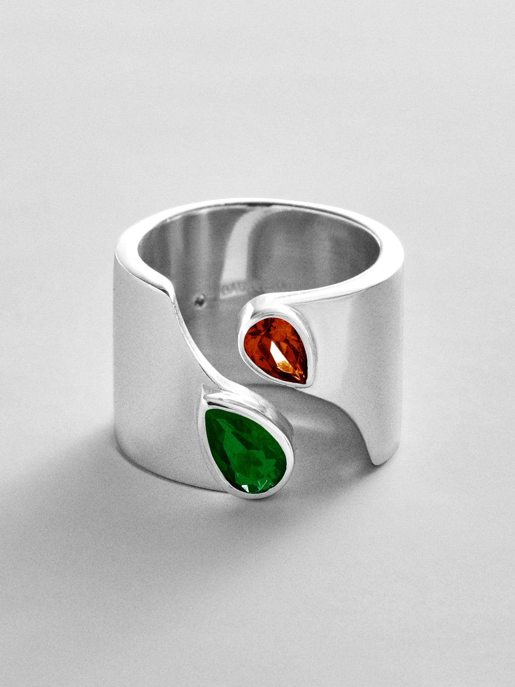 Open Band Custom Birthstone Ring  - Silver