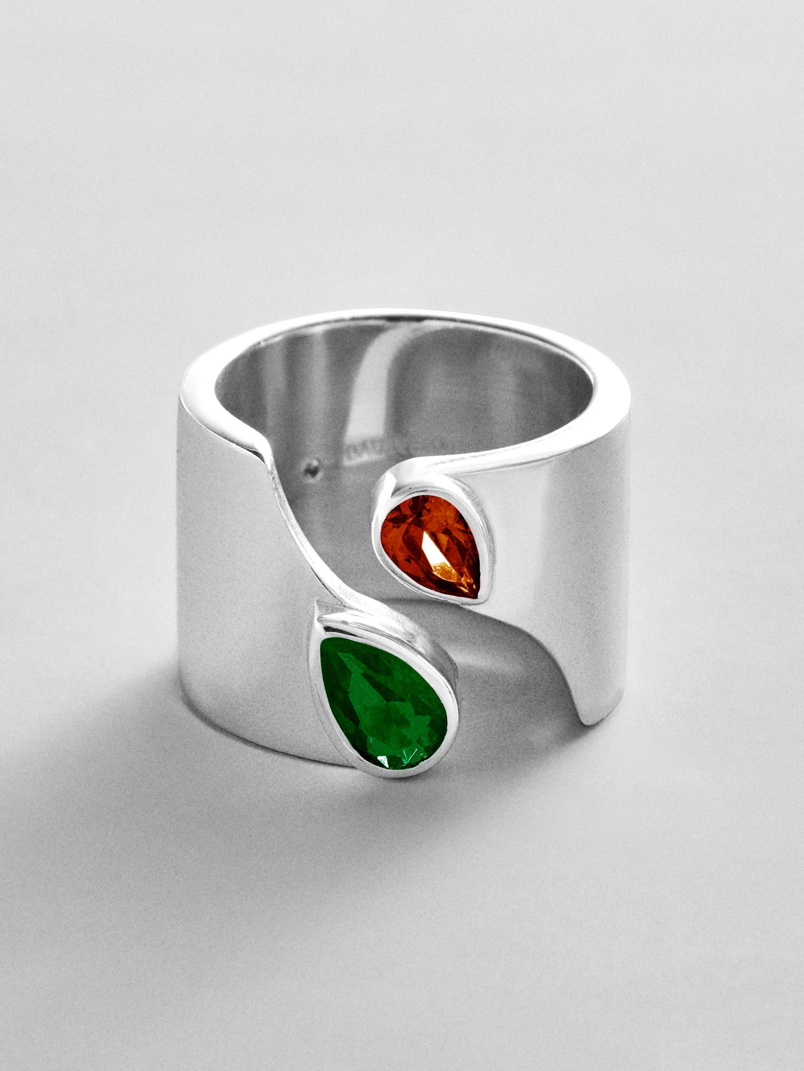 Open Band Custom Birthstone Ring  - Silver