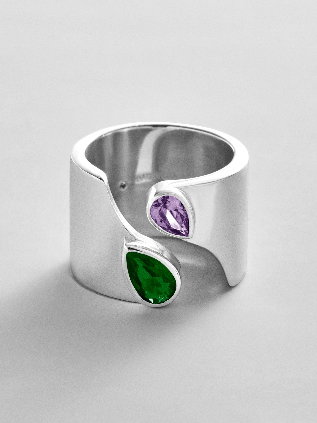 Open Band Custom Birthstone Ring  - Silver