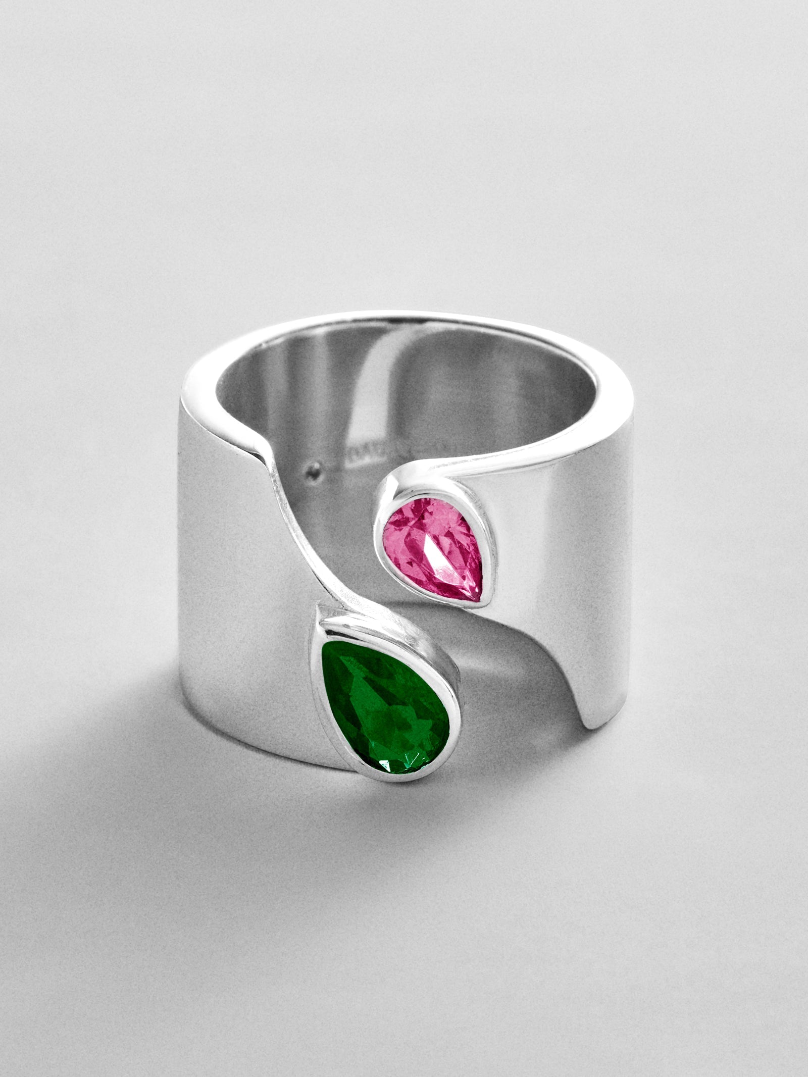 Open Band Custom Birthstone Ring  - Silver