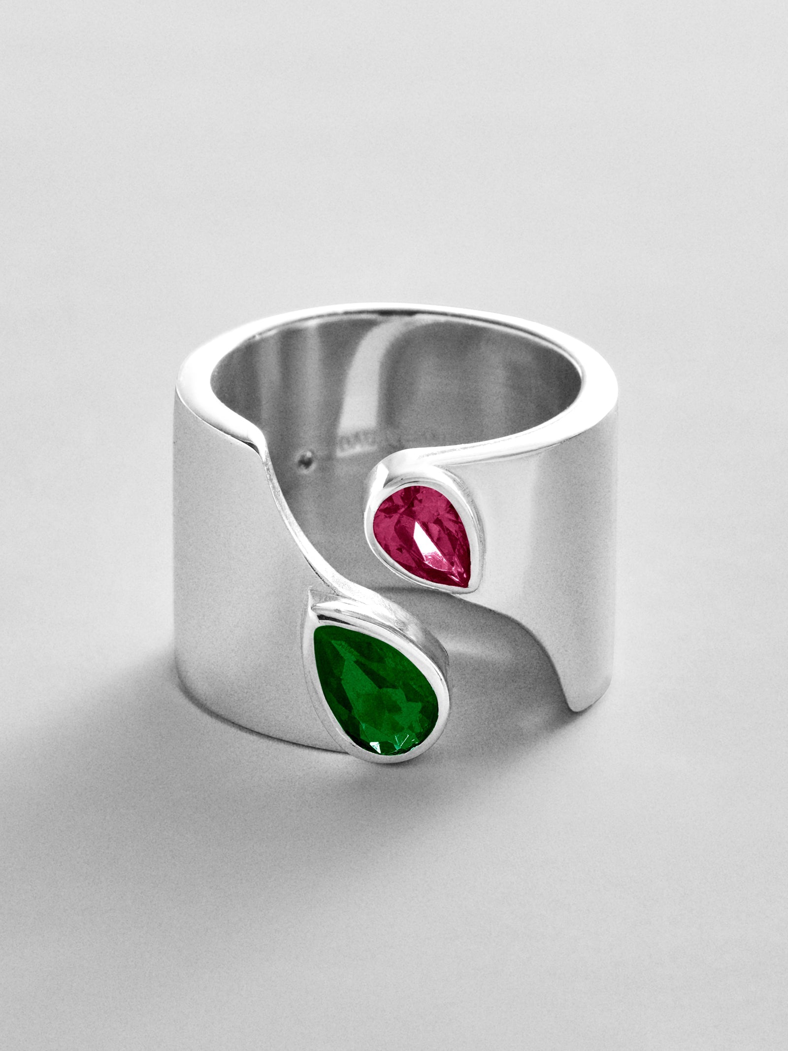 Open Band Custom Birthstone Ring  - Silver