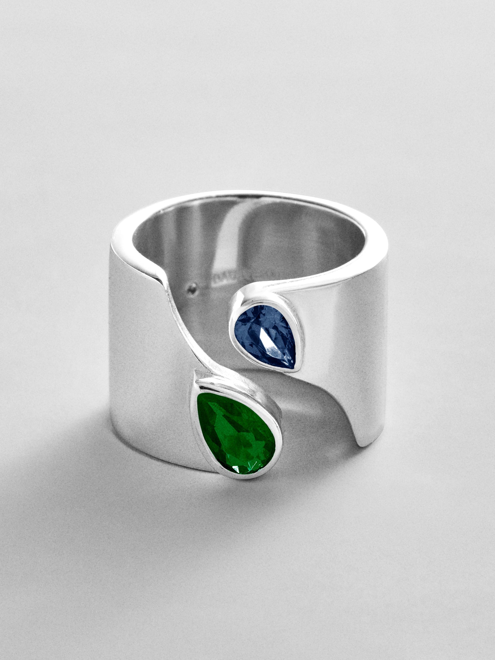 Open Band Custom Birthstone Ring  - Silver