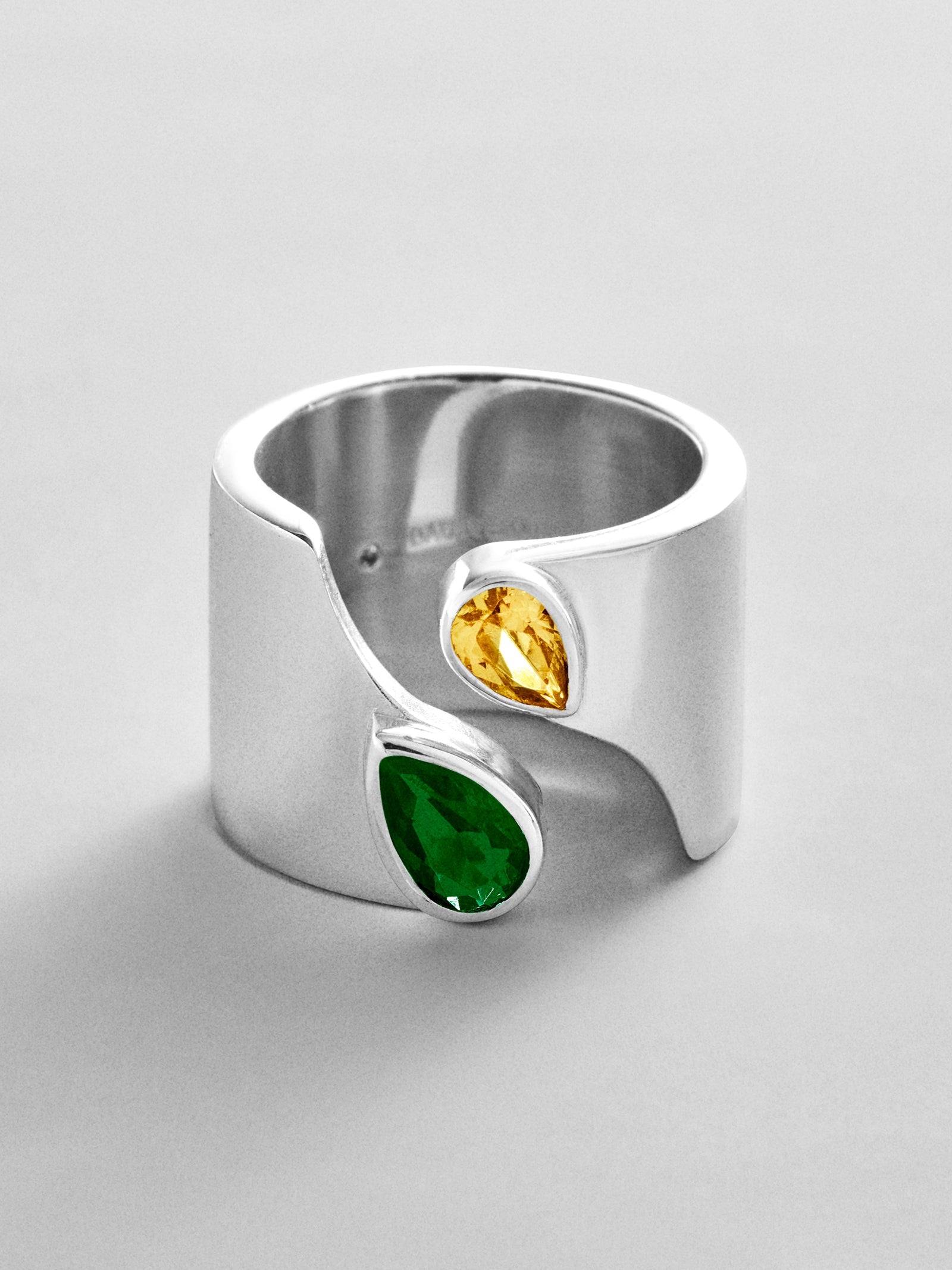 Open Band Custom Birthstone Ring  - Silver