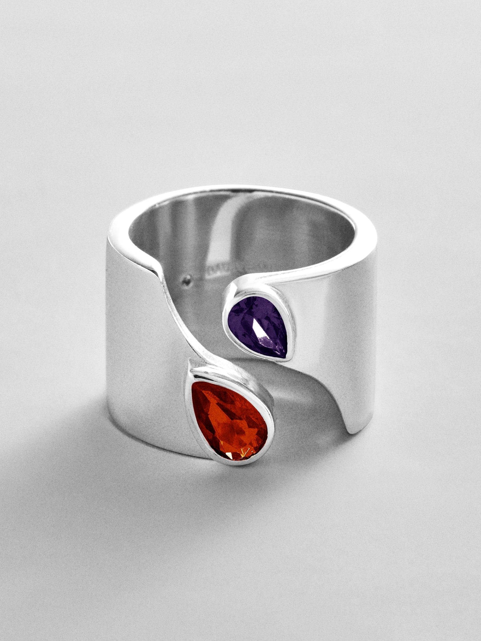 Open Band Custom Birthstone Ring  - Silver