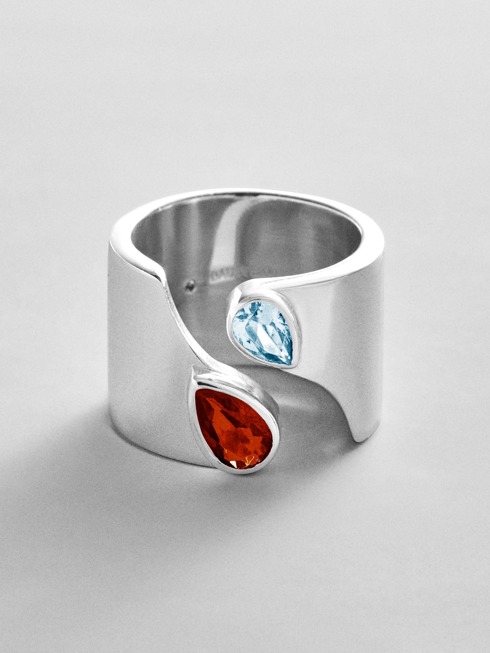 Open Band Custom Birthstone Ring  - Silver