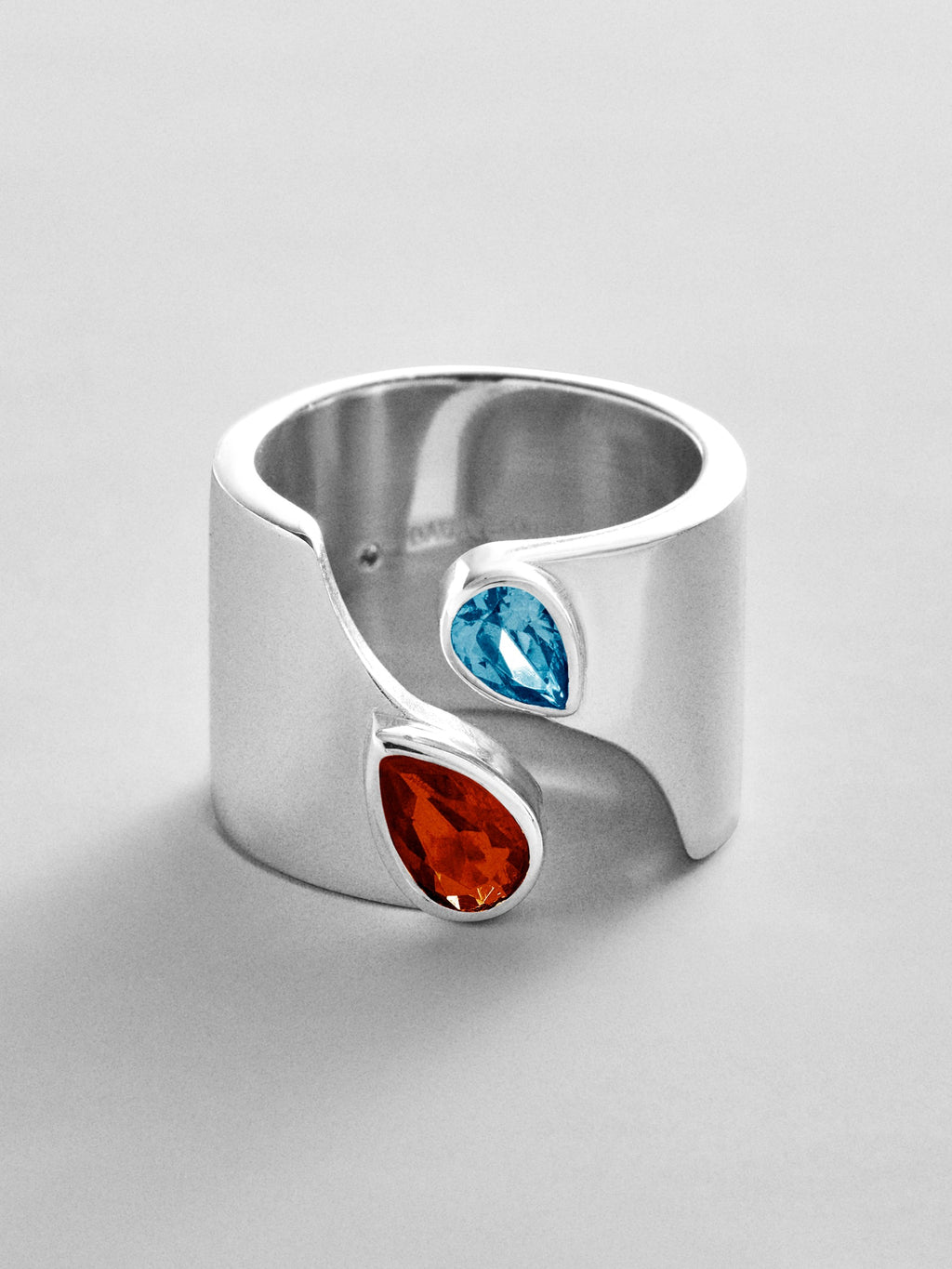 Open Band Custom Birthstone Ring  - Silver