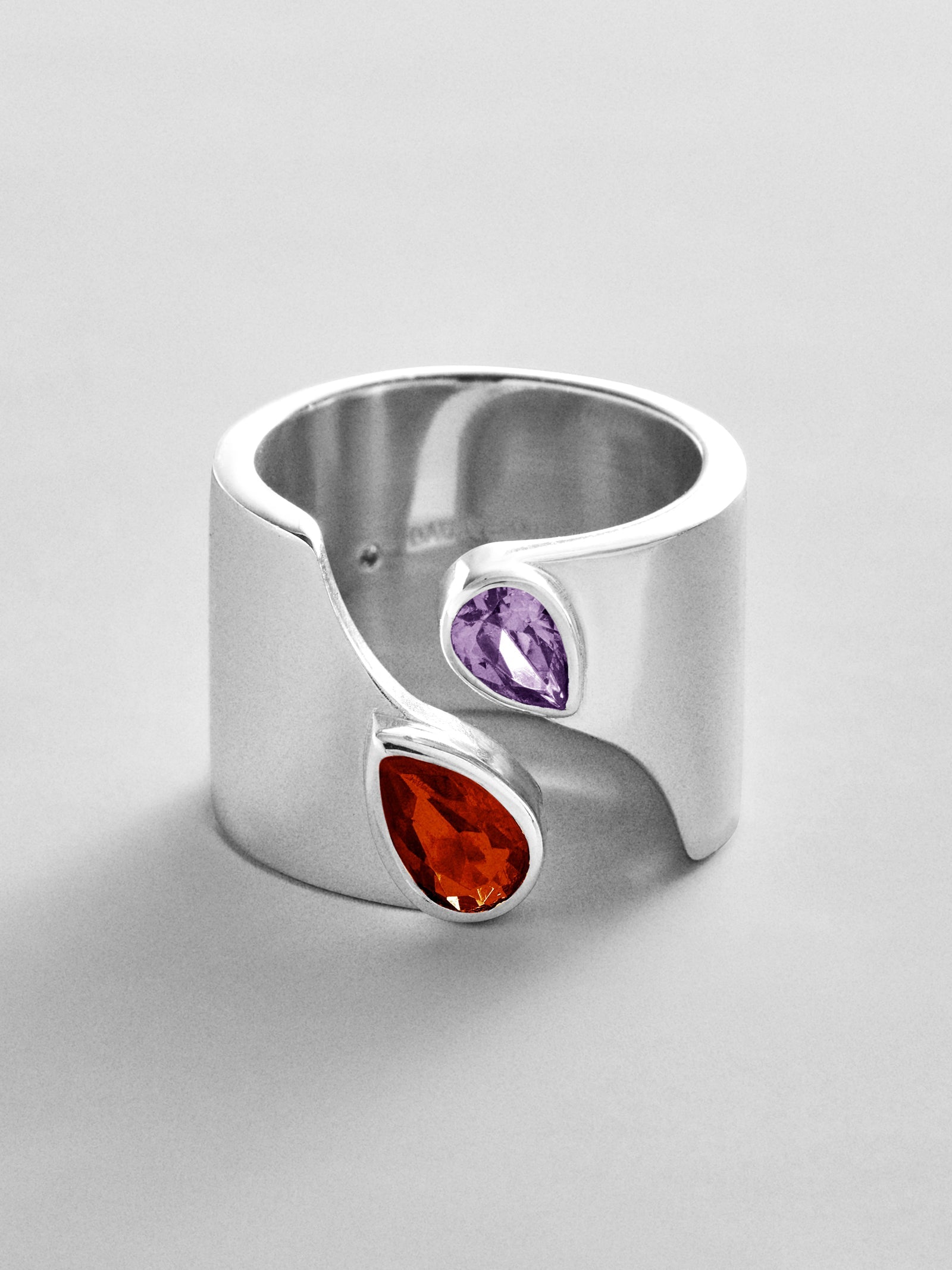 Open Band Custom Birthstone Ring  - Silver