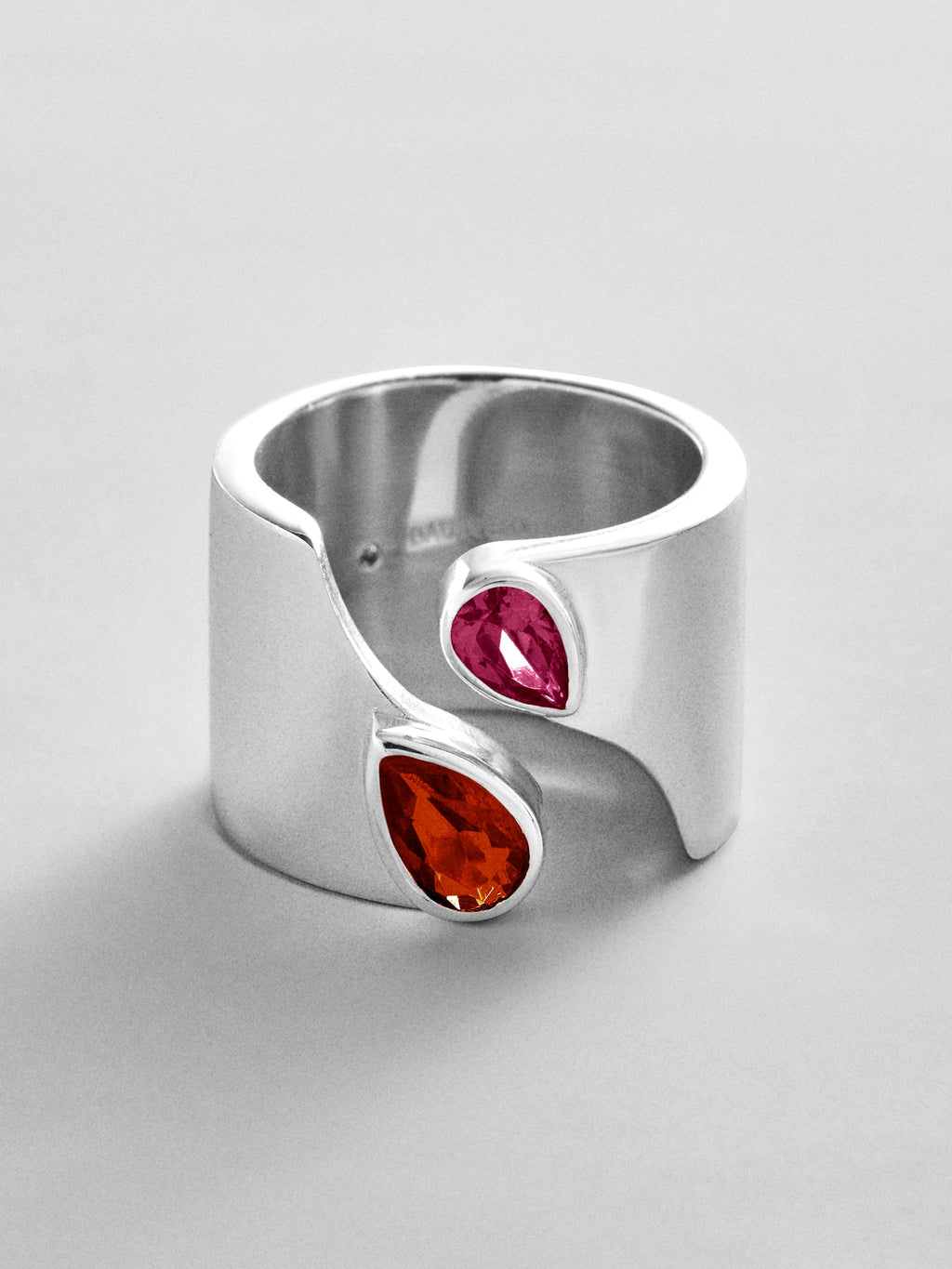 Open Band Custom Birthstone Ring  - Silver