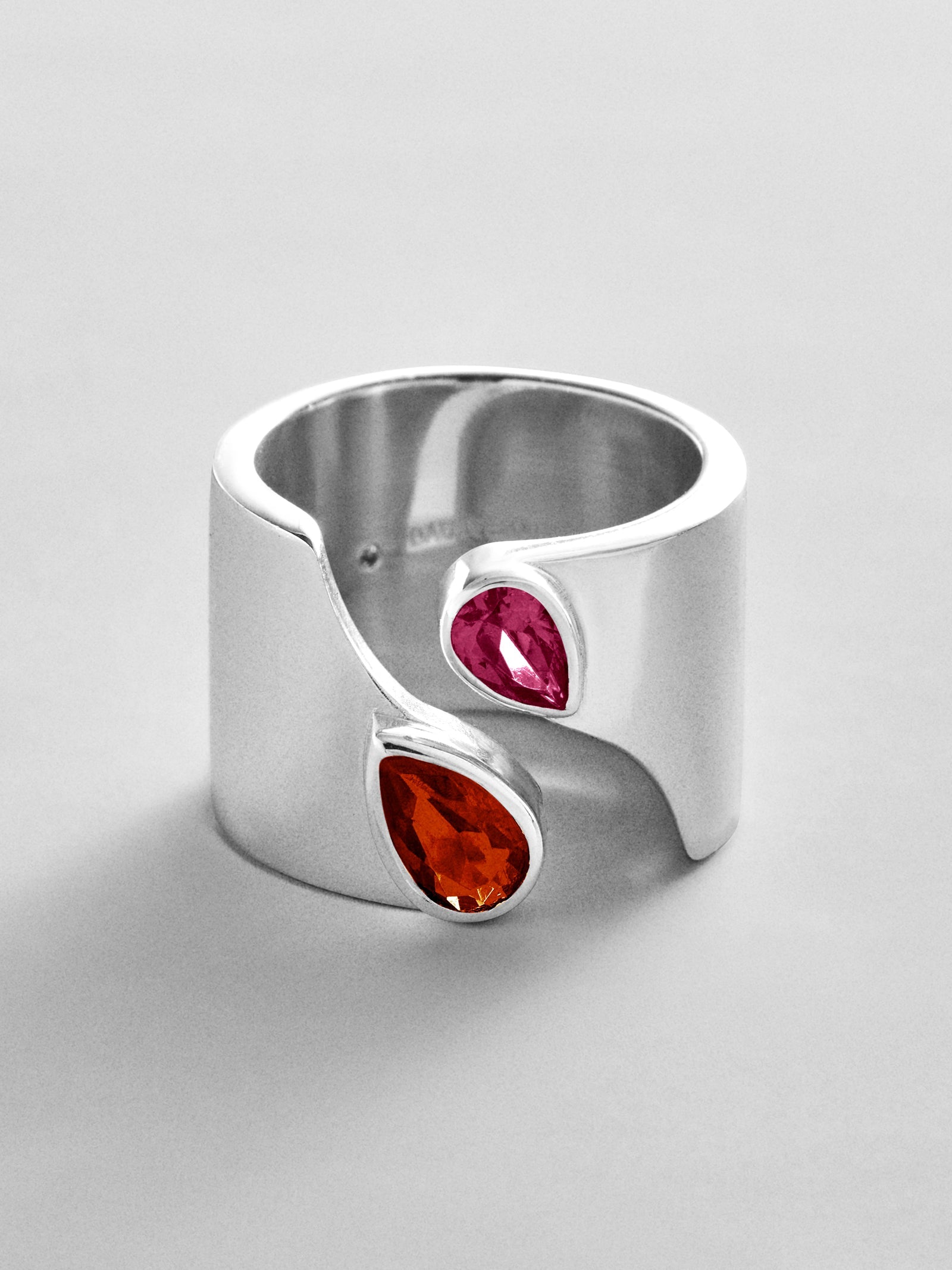Open Band Custom Birthstone Ring  - Silver