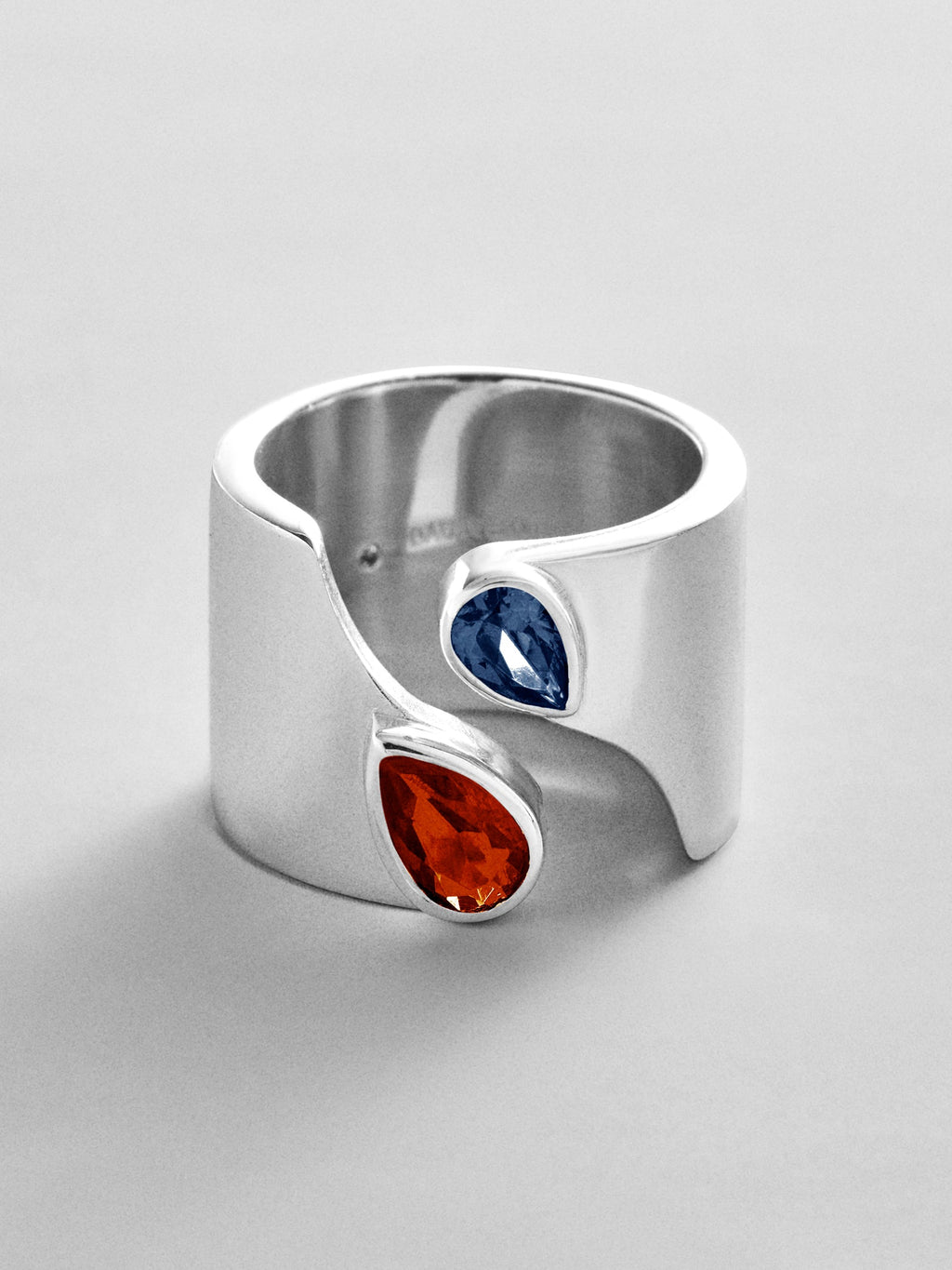Open Band Custom Birthstone Ring  - Silver