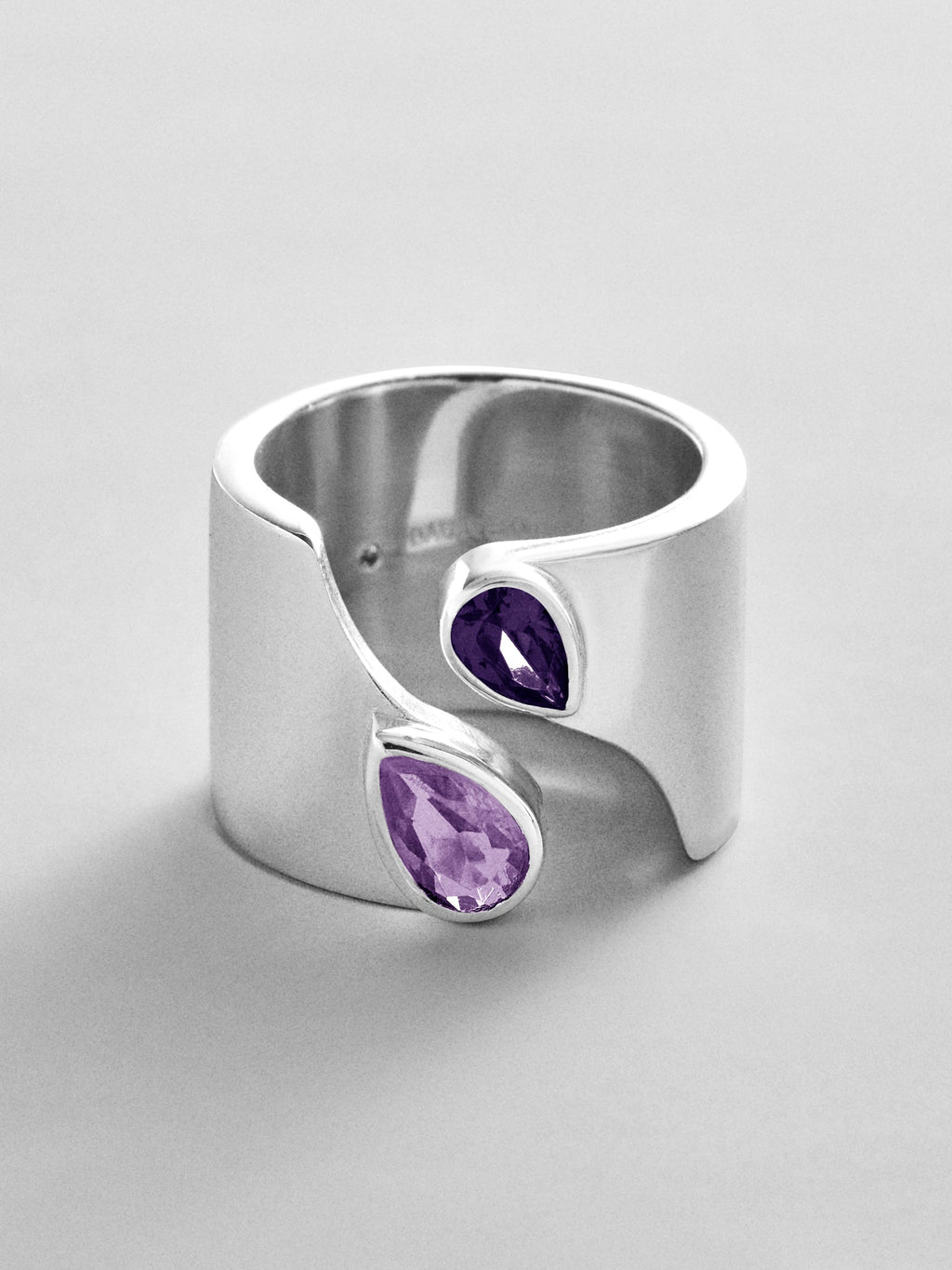 Open Band Custom Birthstone Ring  - Silver