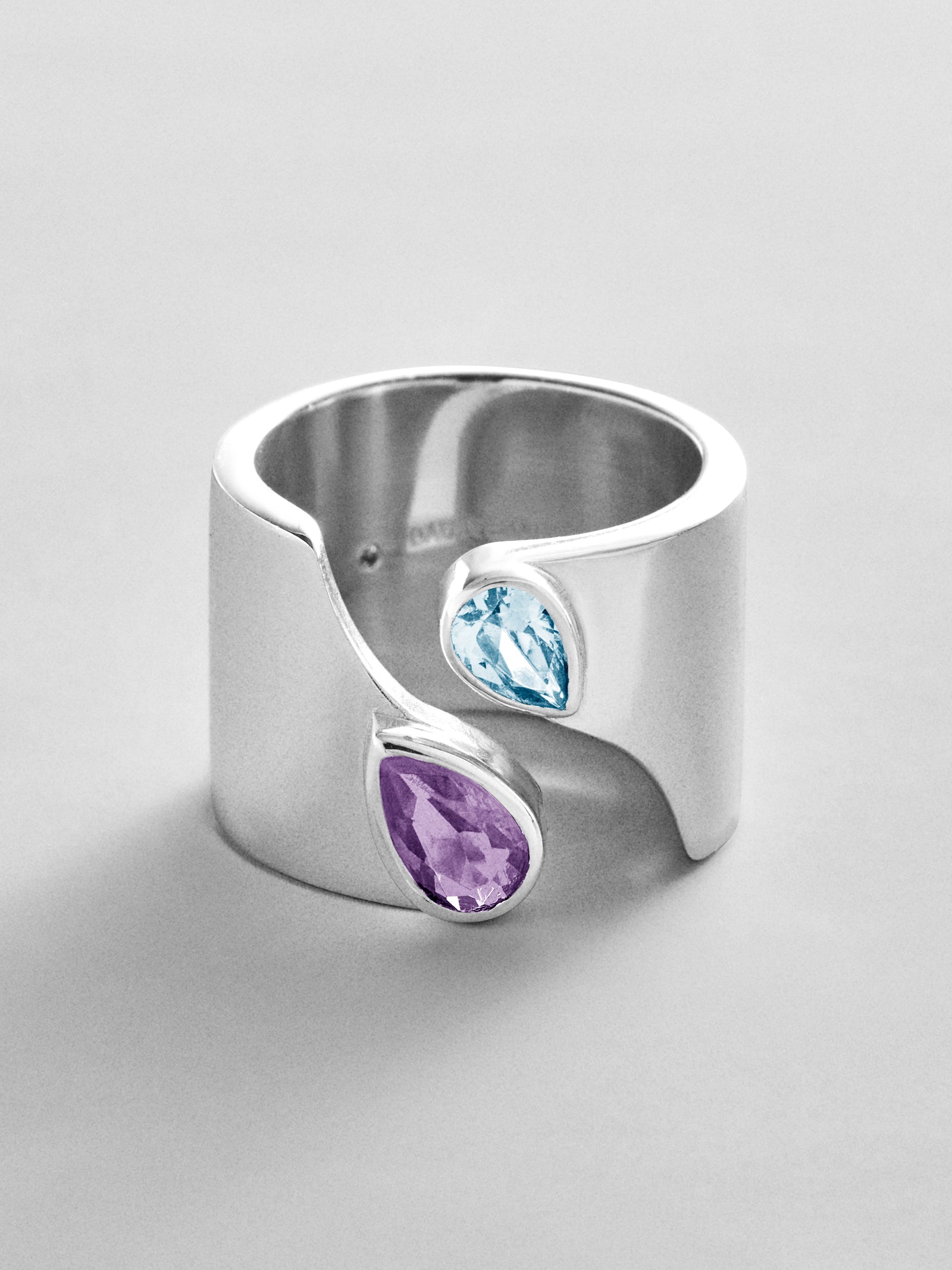 Open Band Custom Birthstone Ring  - Silver