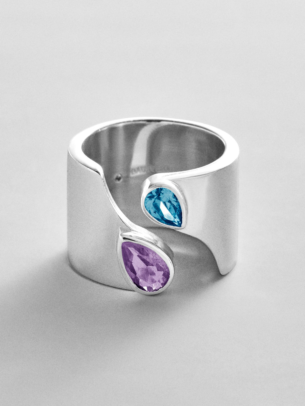 Open Band Custom Birthstone Ring  - Silver