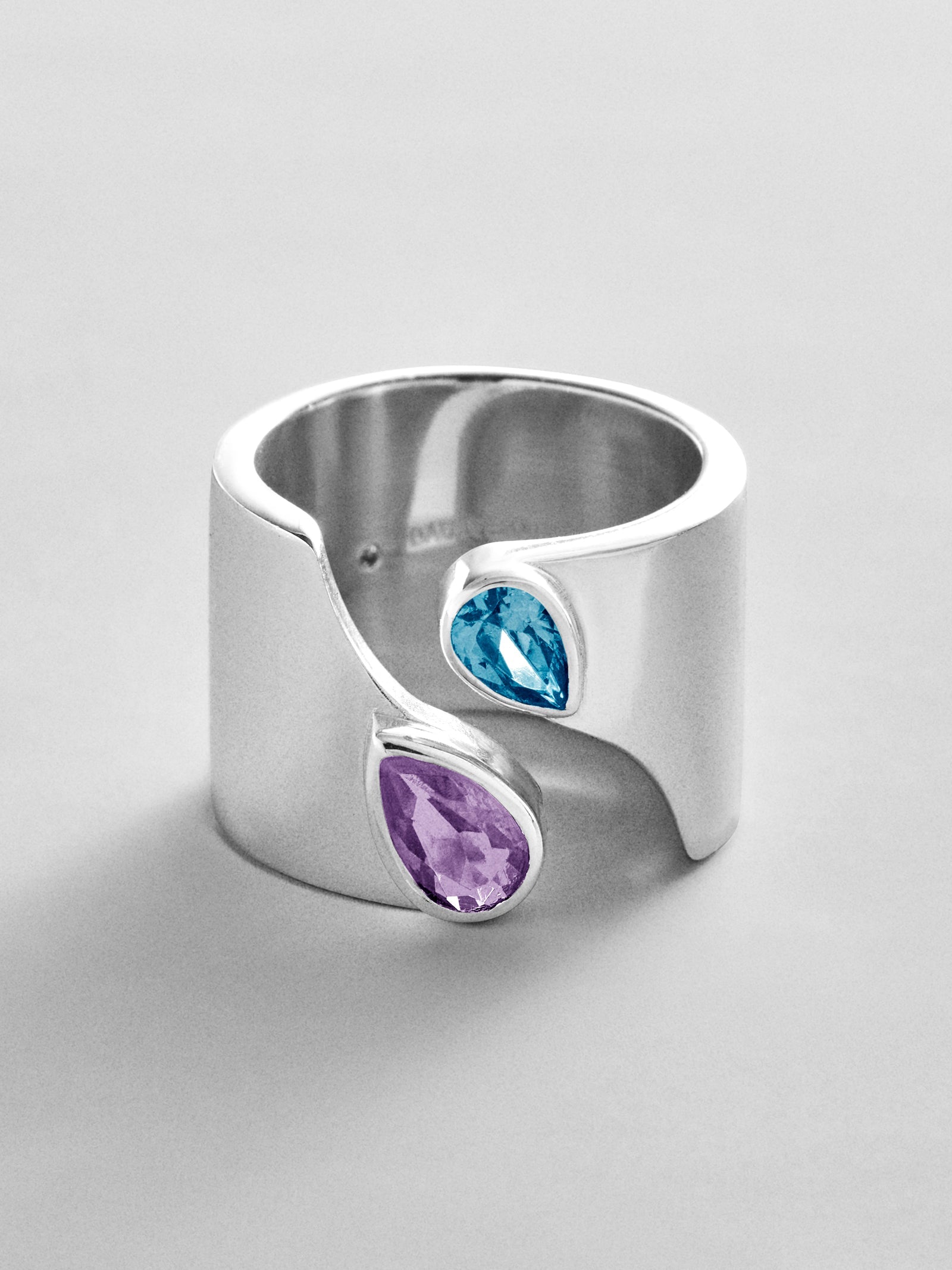 Open Band Custom Birthstone Ring  - Silver
