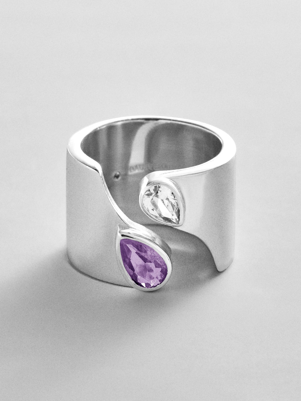 Open Band Custom Birthstone Ring  - Silver
