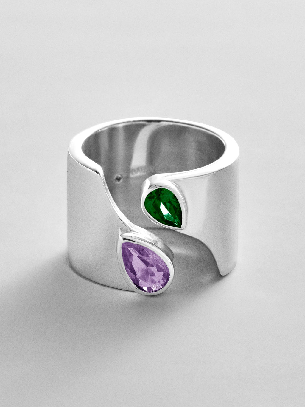 Open Band Custom Birthstone Ring  - Silver