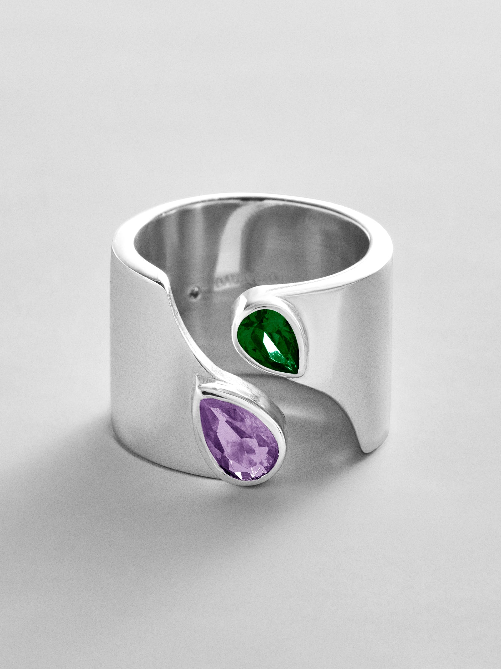 Open Band Custom Birthstone Ring  - Silver