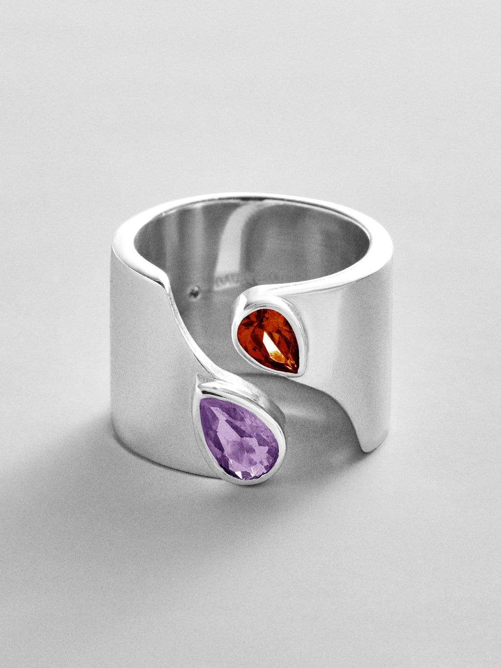 Open Band Custom Birthstone Ring  - Silver
