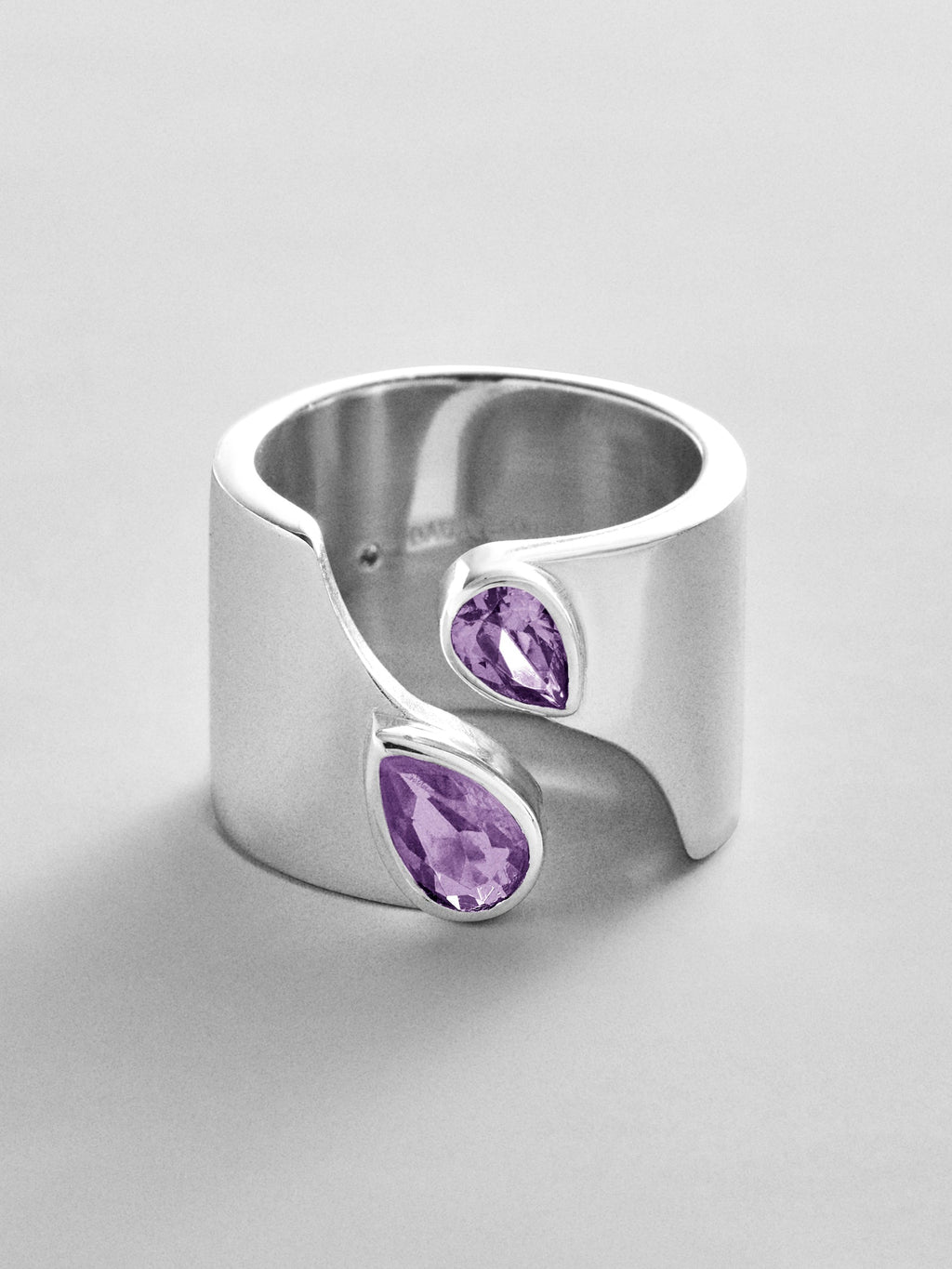 Open Band Custom Birthstone Ring  - Silver