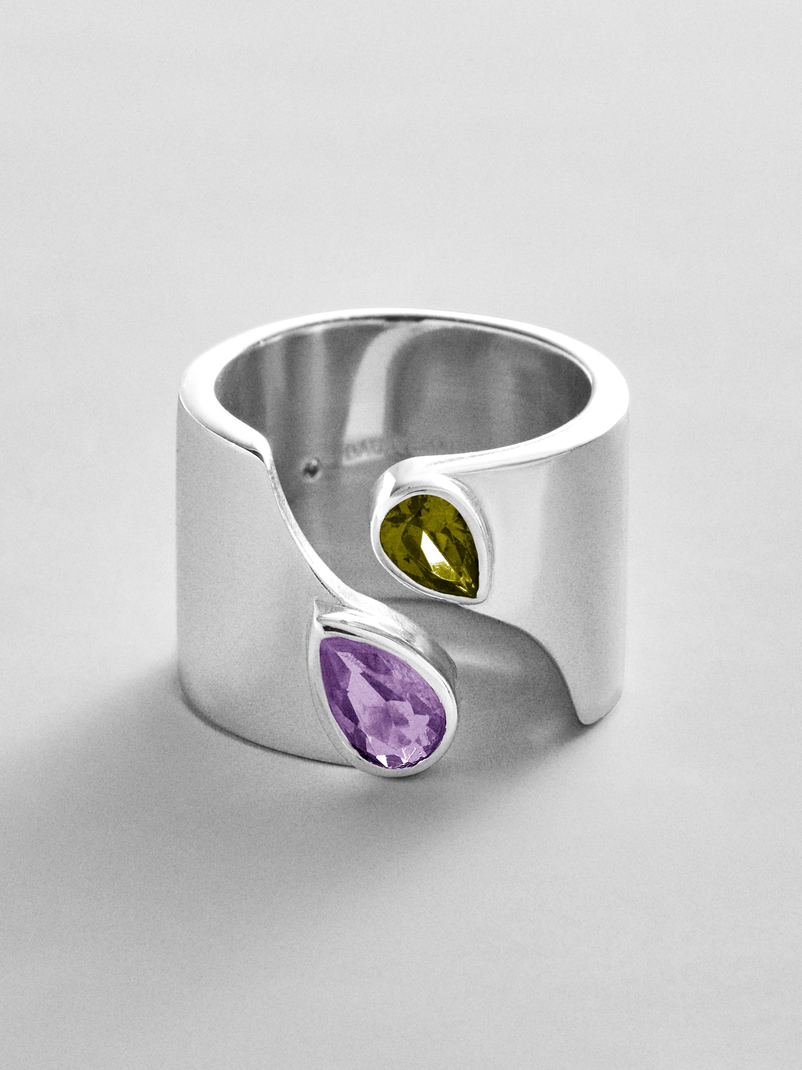 Open Band Custom Birthstone Ring  - Silver