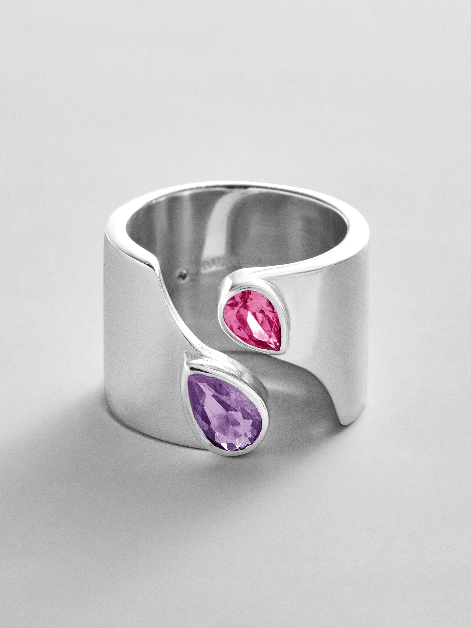 Open Band Custom Birthstone Ring  - Silver