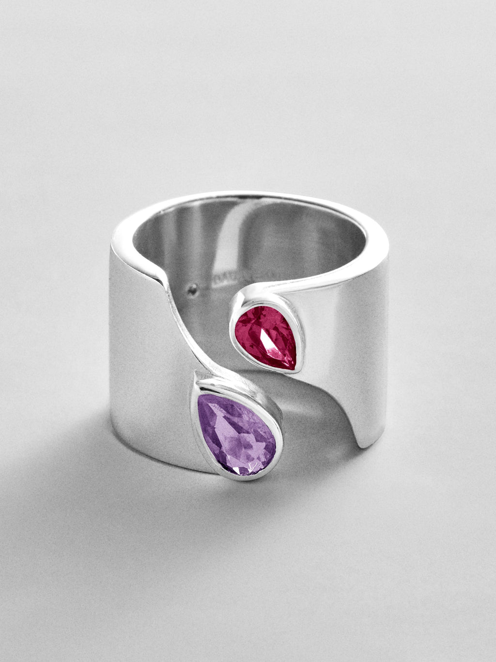 Open Band Custom Birthstone Ring  - Silver