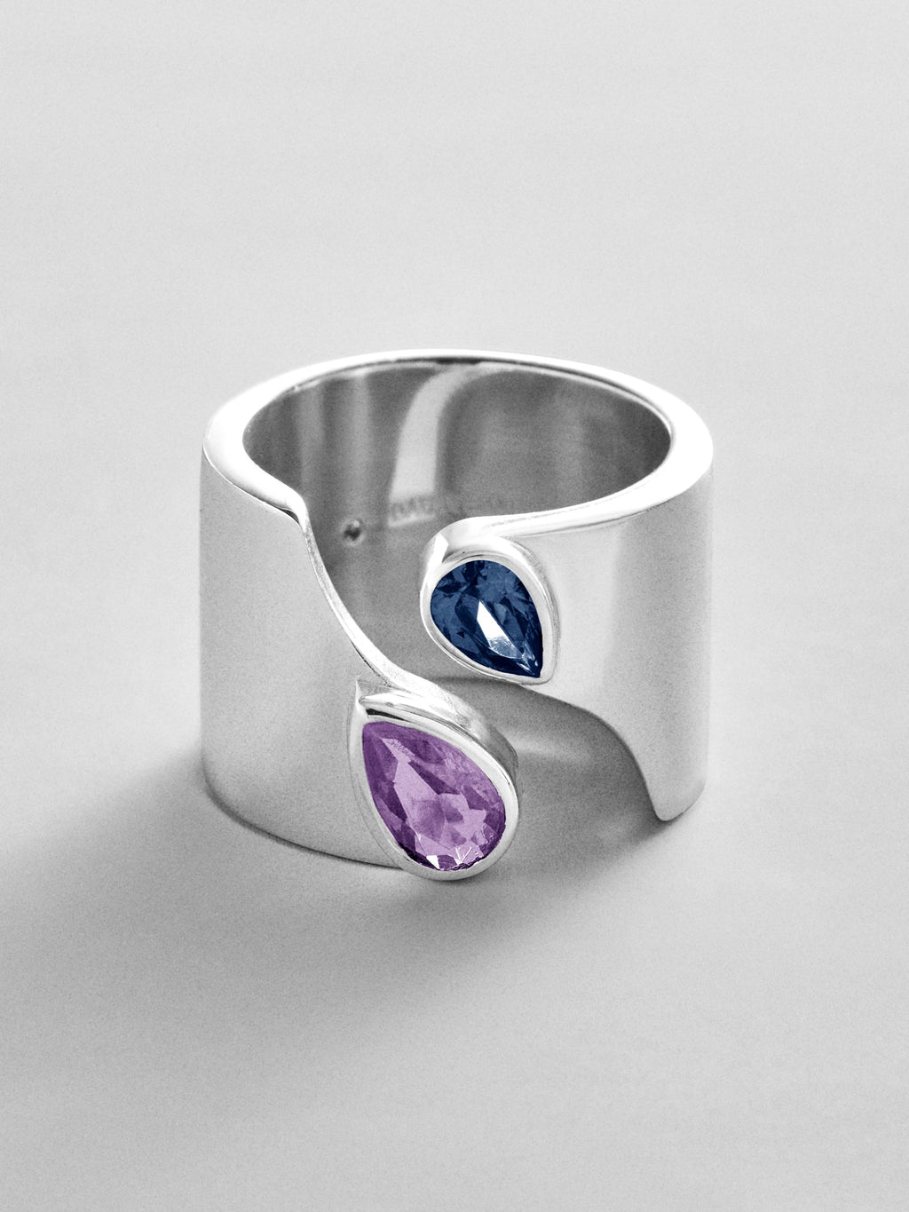 Open Band Custom Birthstone Ring  - Silver
