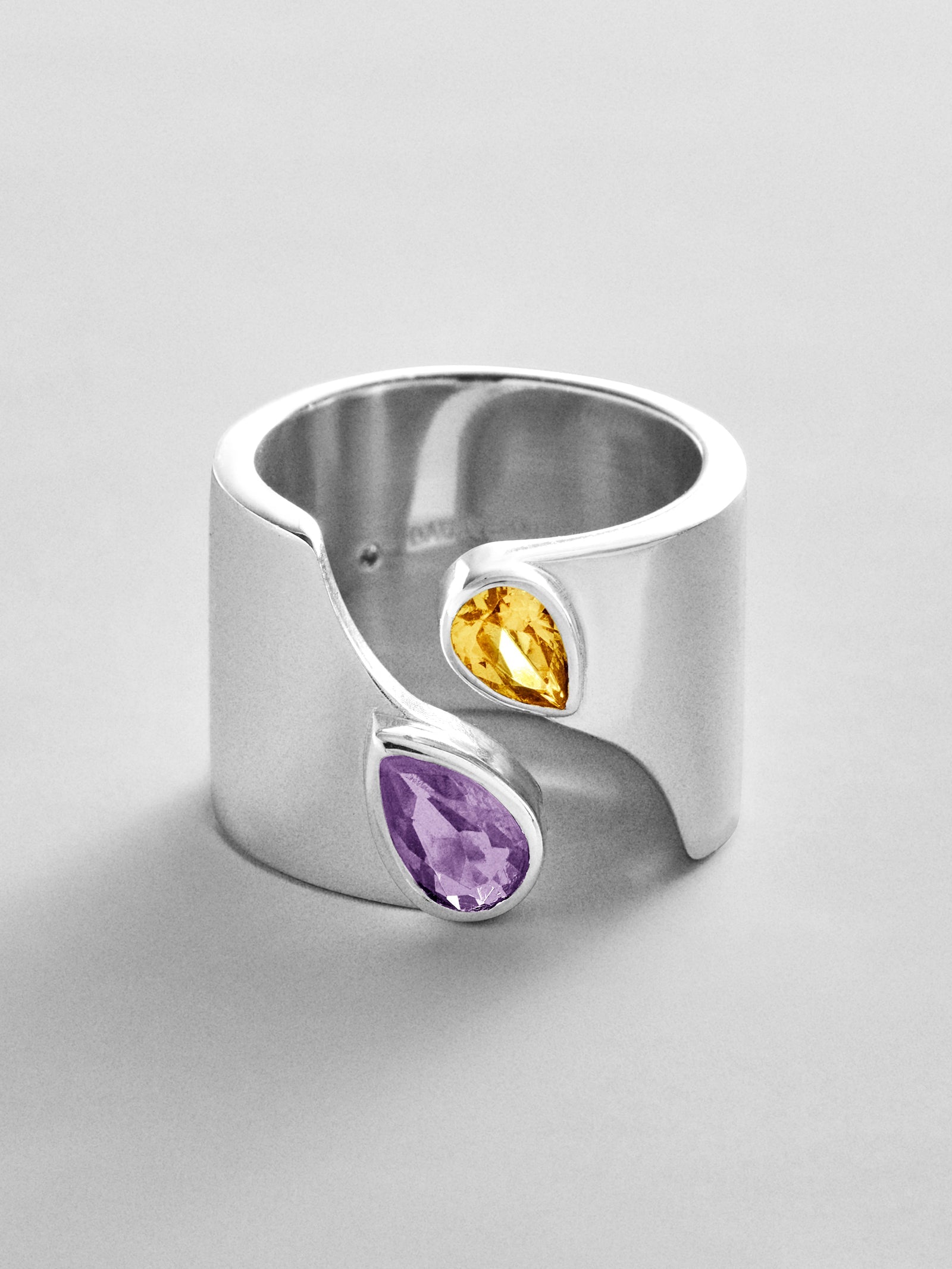 Open Band Custom Birthstone Ring  - Silver