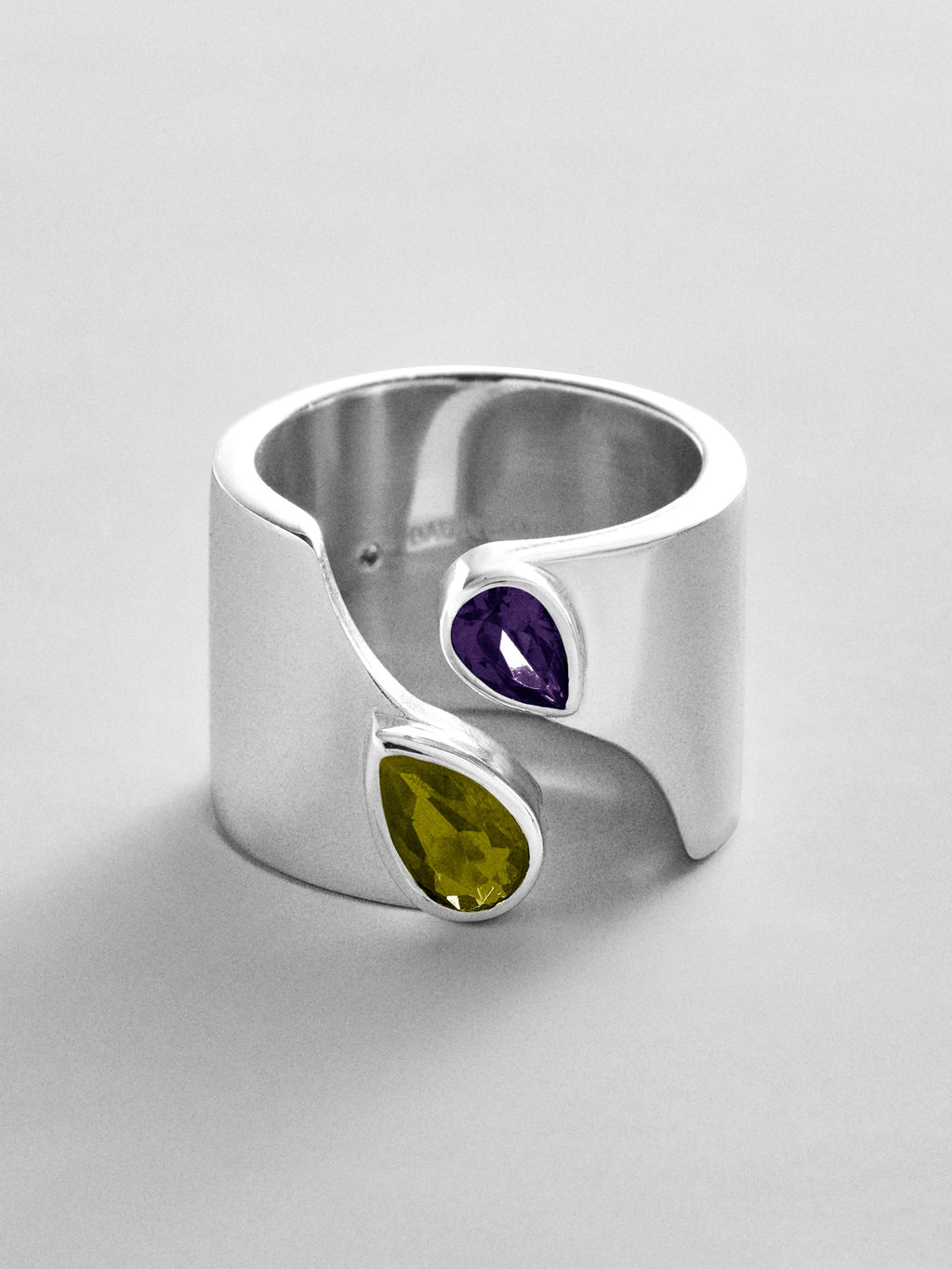 Open Band Custom Birthstone Ring  - Silver