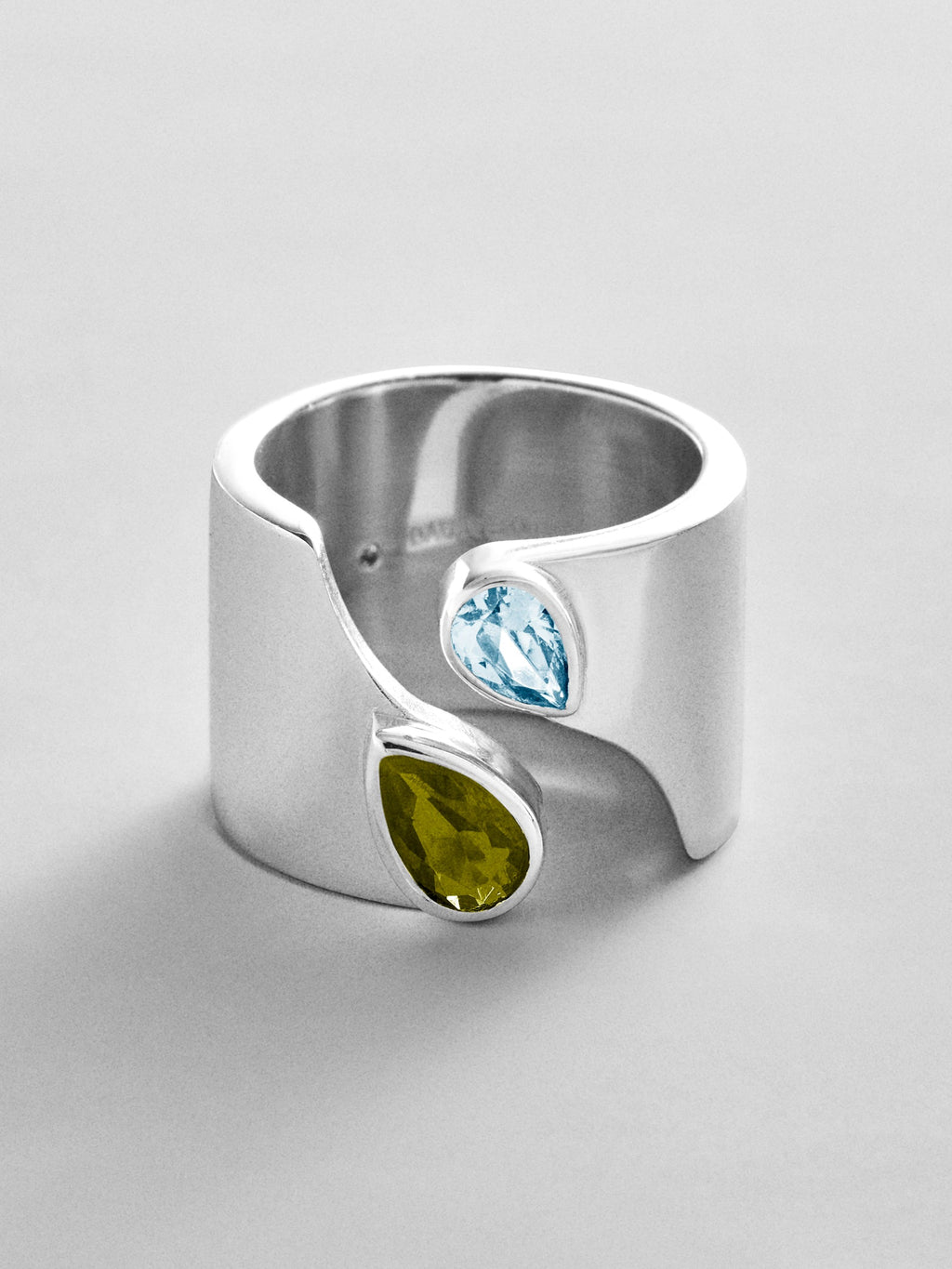 Open Band Custom Birthstone Ring  - Silver