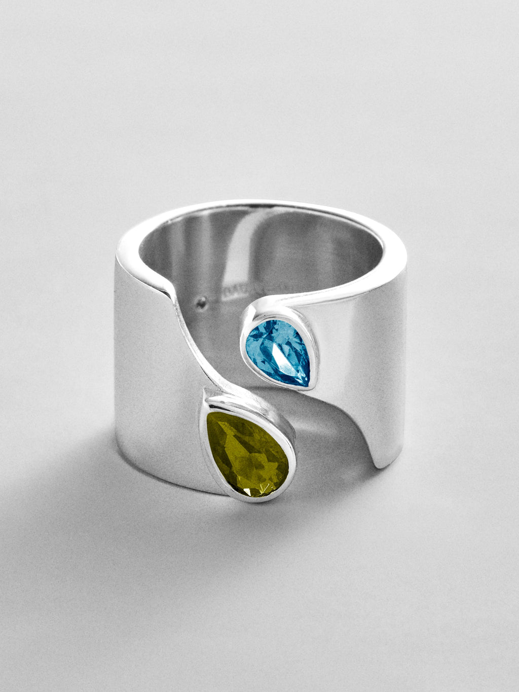 Open Band Custom Birthstone Ring  - Silver