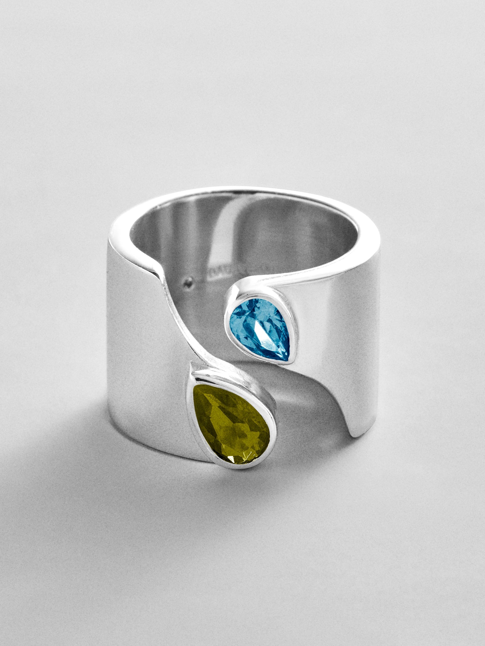 Open Band Custom Birthstone Ring  - Silver