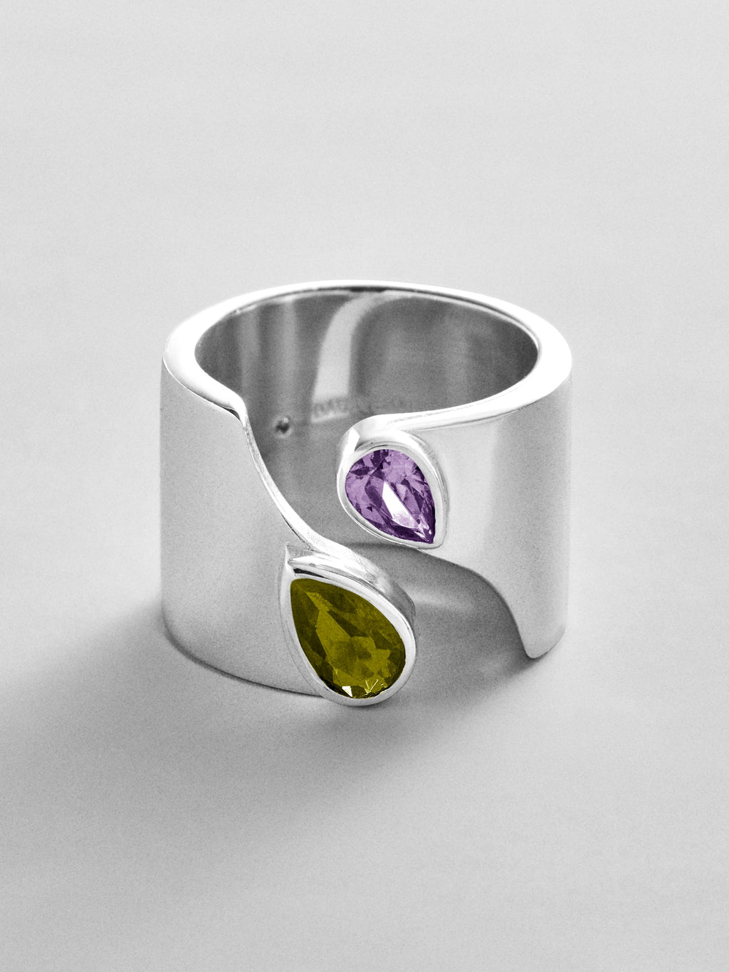 Open Band Custom Birthstone Ring  - Silver