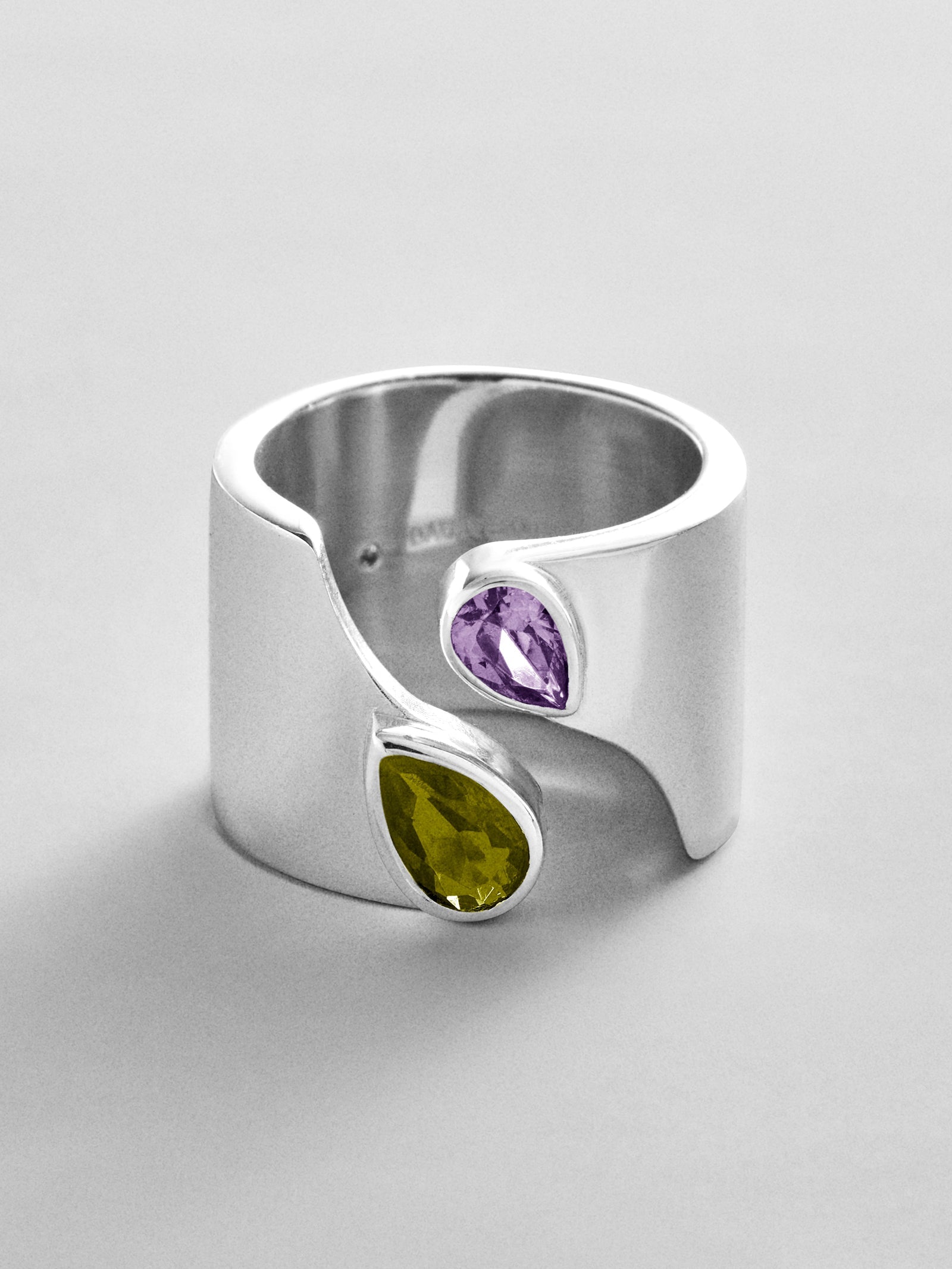 Open Band Custom Birthstone Ring  - Silver