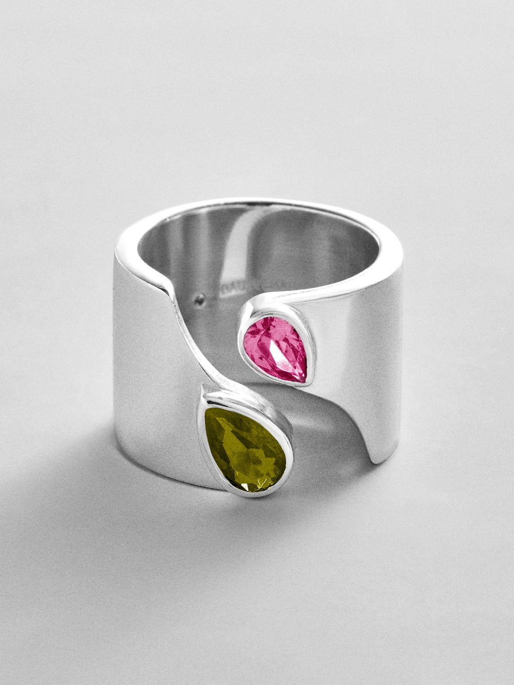 Open Band Custom Birthstone Ring  - Silver