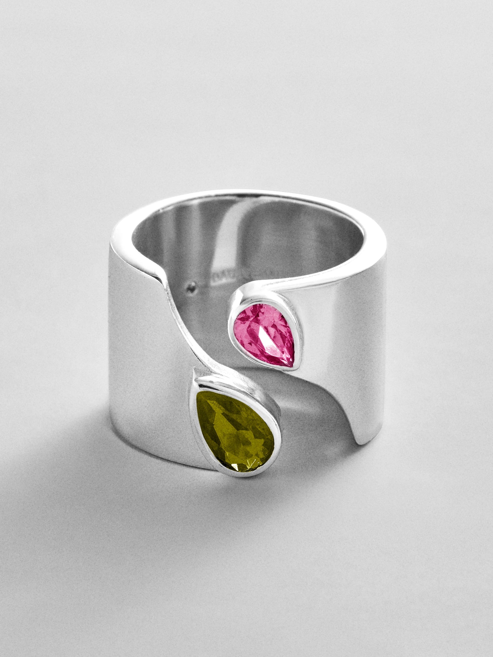 Open Band Custom Birthstone Ring  - Silver