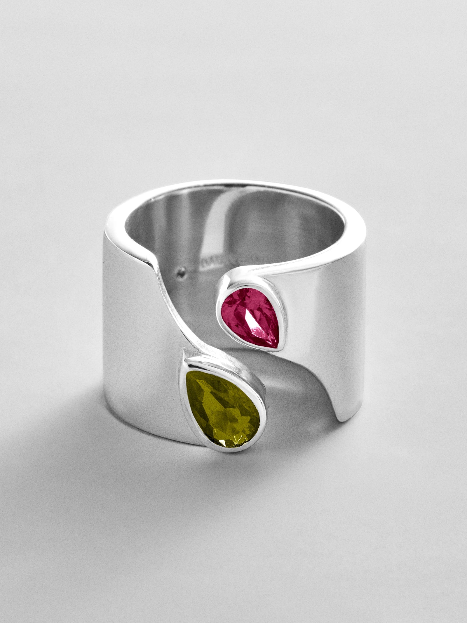 Open Band Custom Birthstone Ring  - Silver