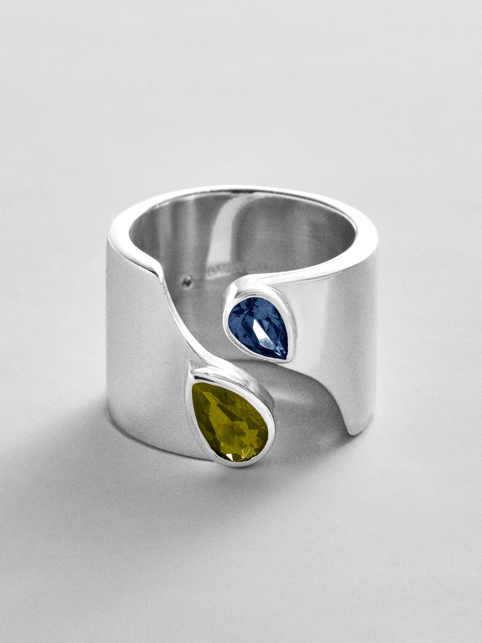 Open Band Custom Birthstone Ring  - Silver
