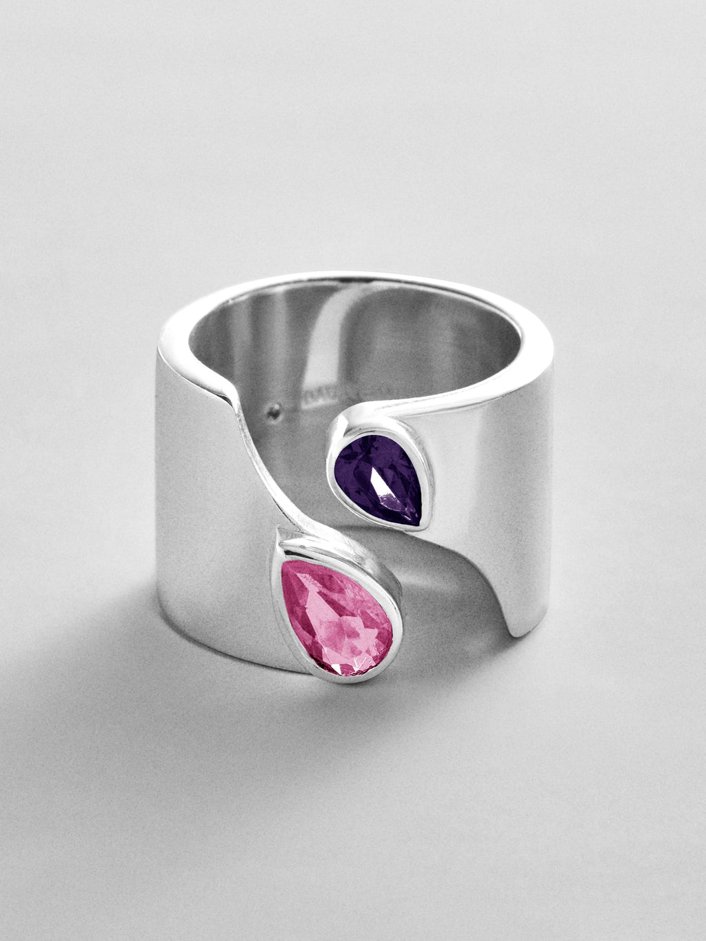 Open Band Custom Birthstone Ring  - Silver