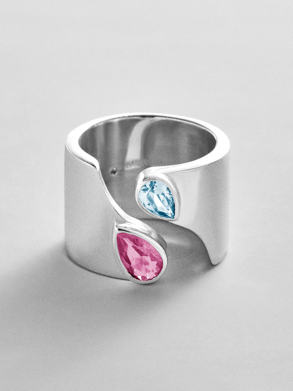 Open Band Custom Birthstone Ring  - Silver
