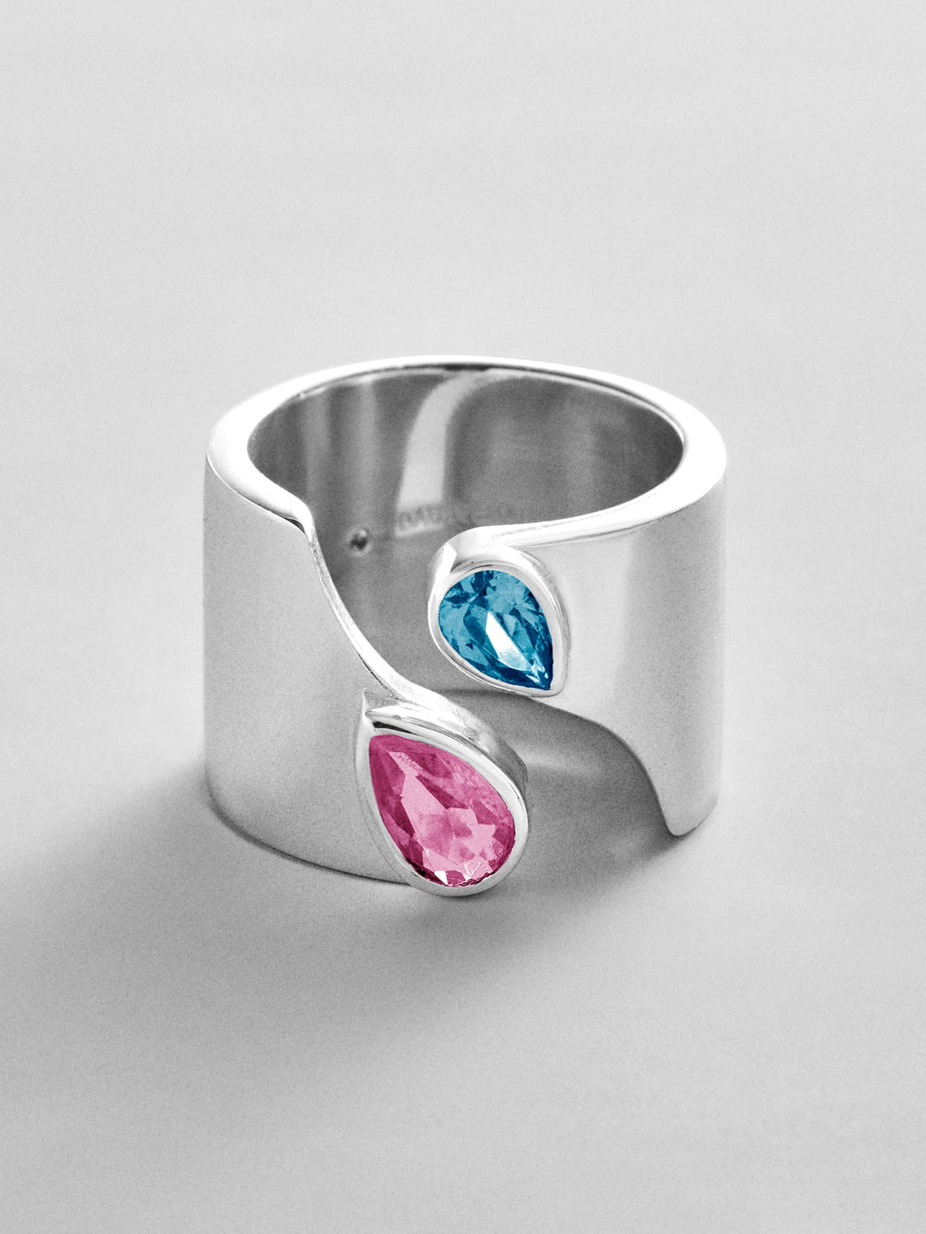 Open Band Custom Birthstone Ring  - Silver