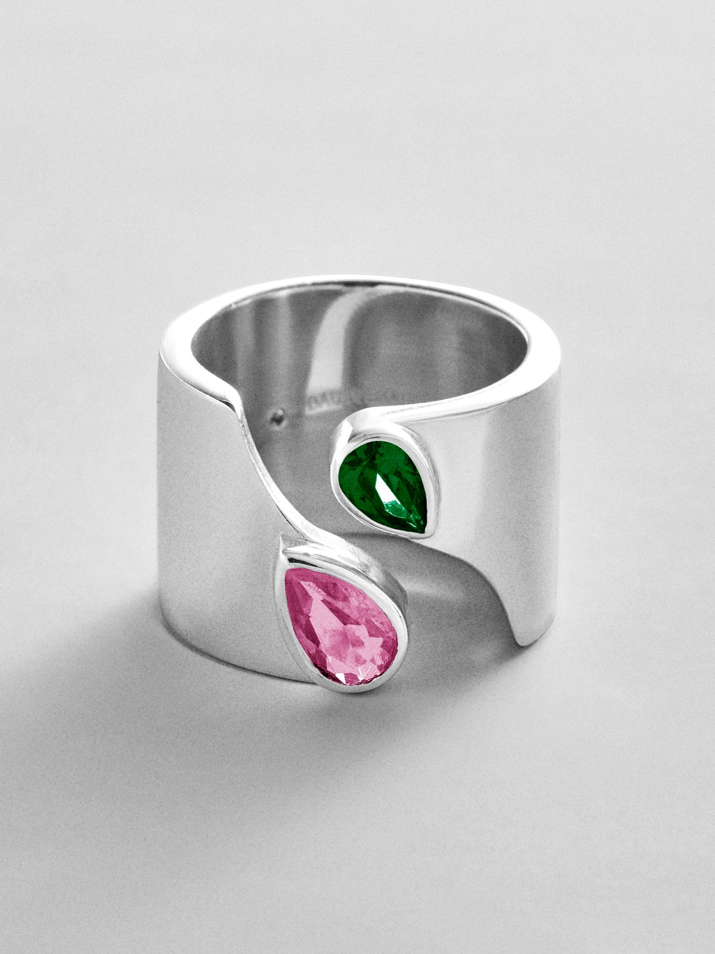 Open Band Custom Birthstone Ring  - Silver