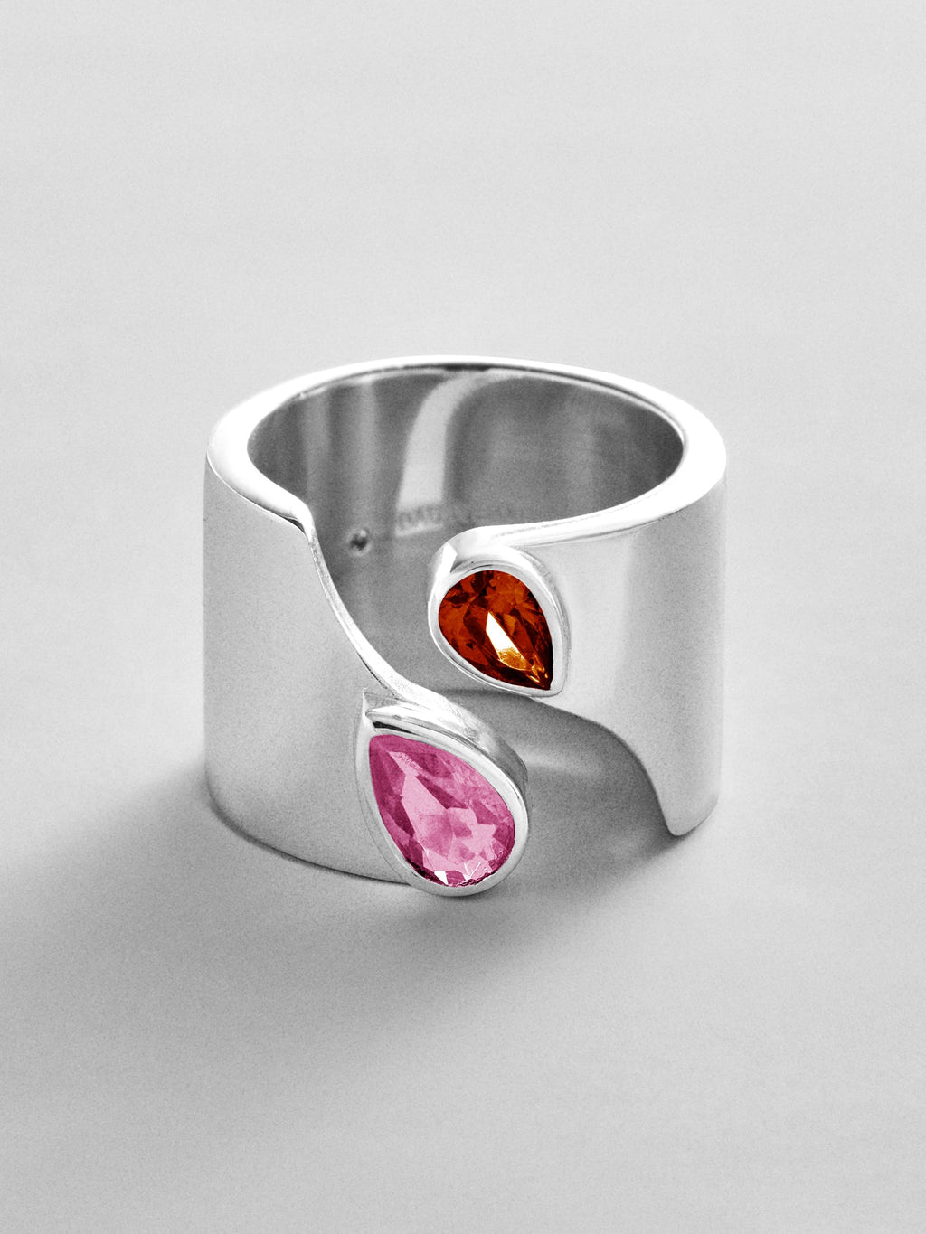 Open Band Custom Birthstone Ring  - Silver