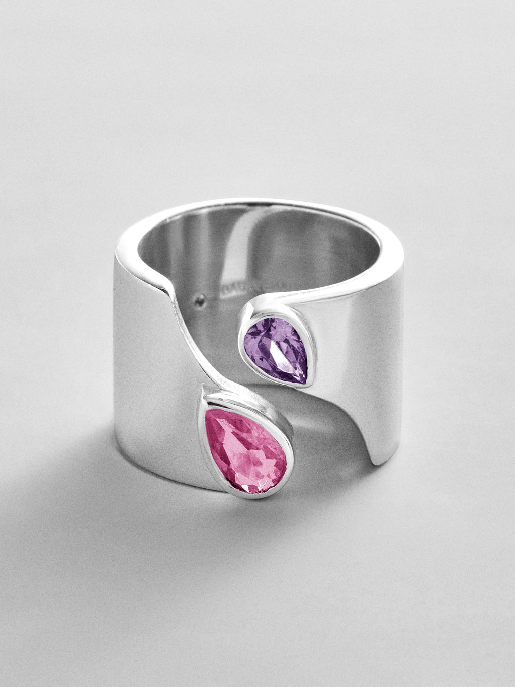 Open Band Custom Birthstone Ring  - Silver