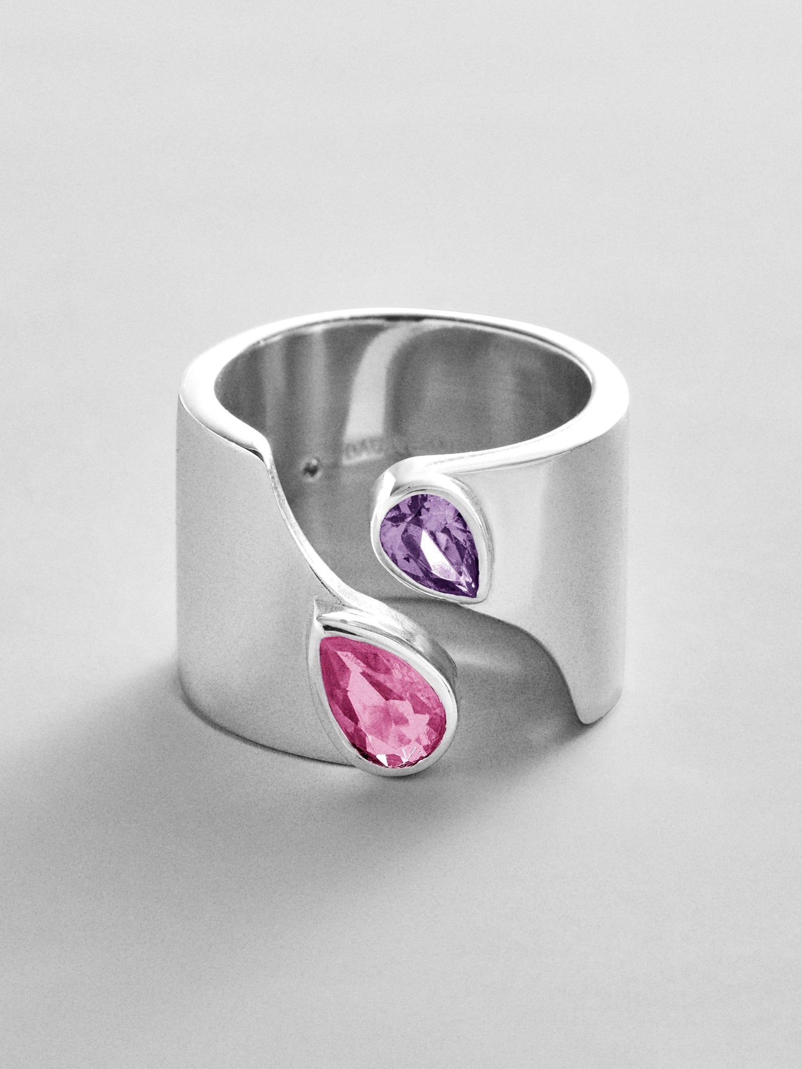 Open Band Custom Birthstone Ring  - Silver