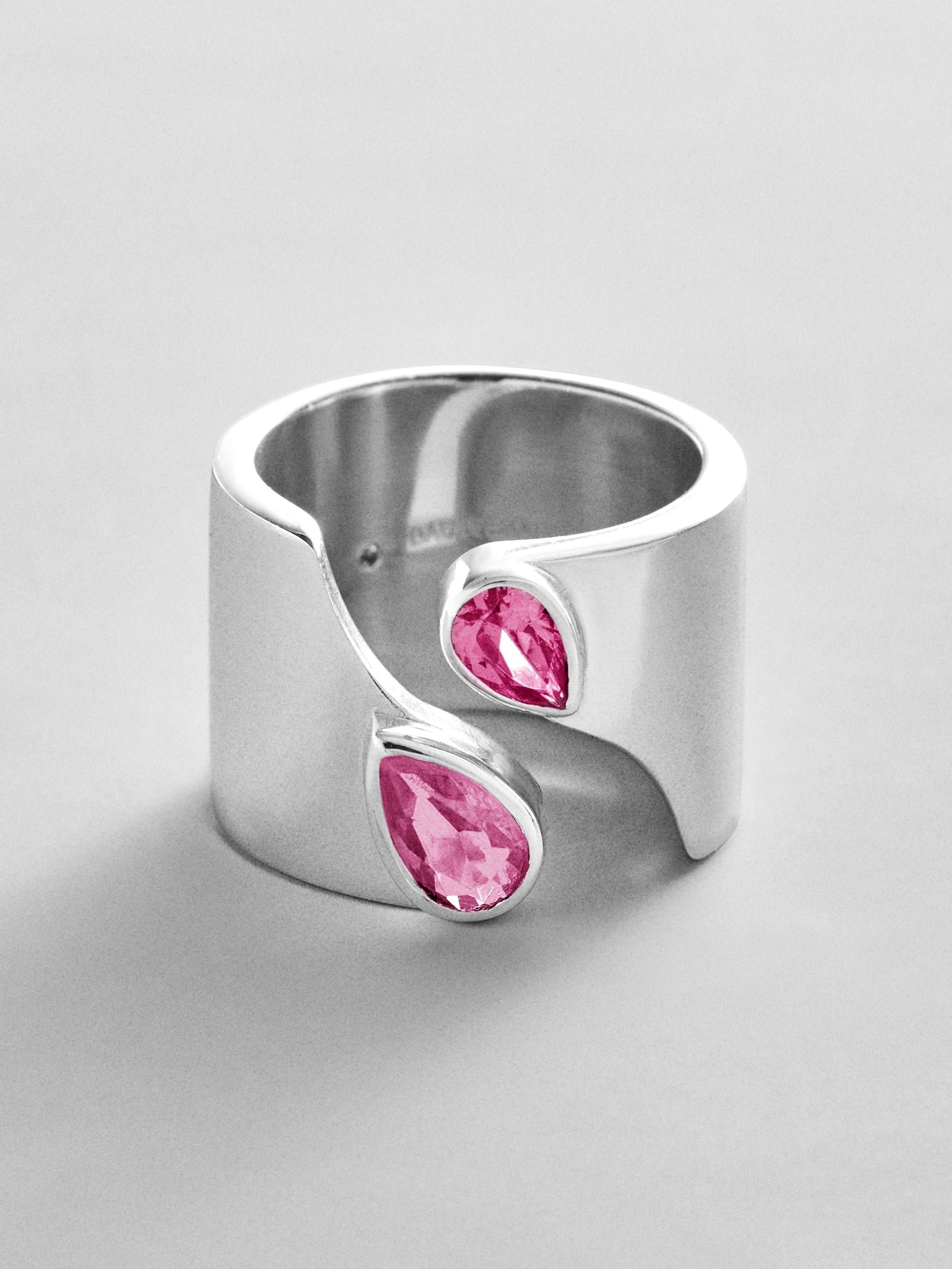 Open Band Custom Birthstone Ring  - Silver
